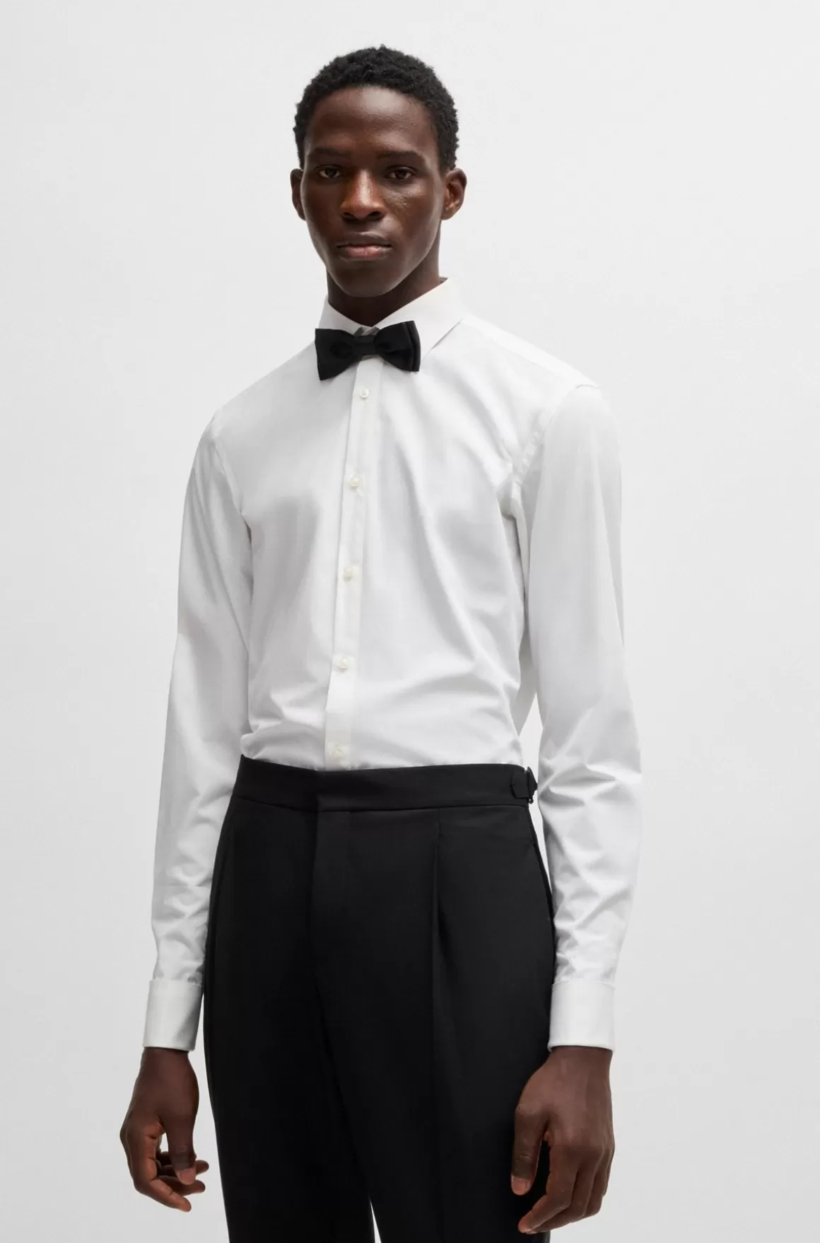 HUGO BOSS Skjorte Med Slim Fit I Strygelet Bomuldspoplin
