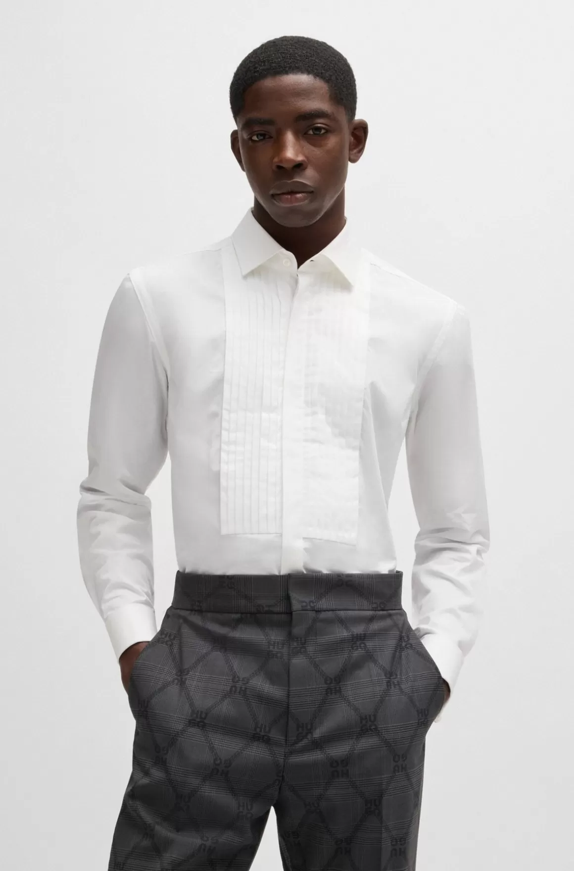 HUGO BOSS Skjorte Med Slim Fit I Strygelet Bomuldspoplin