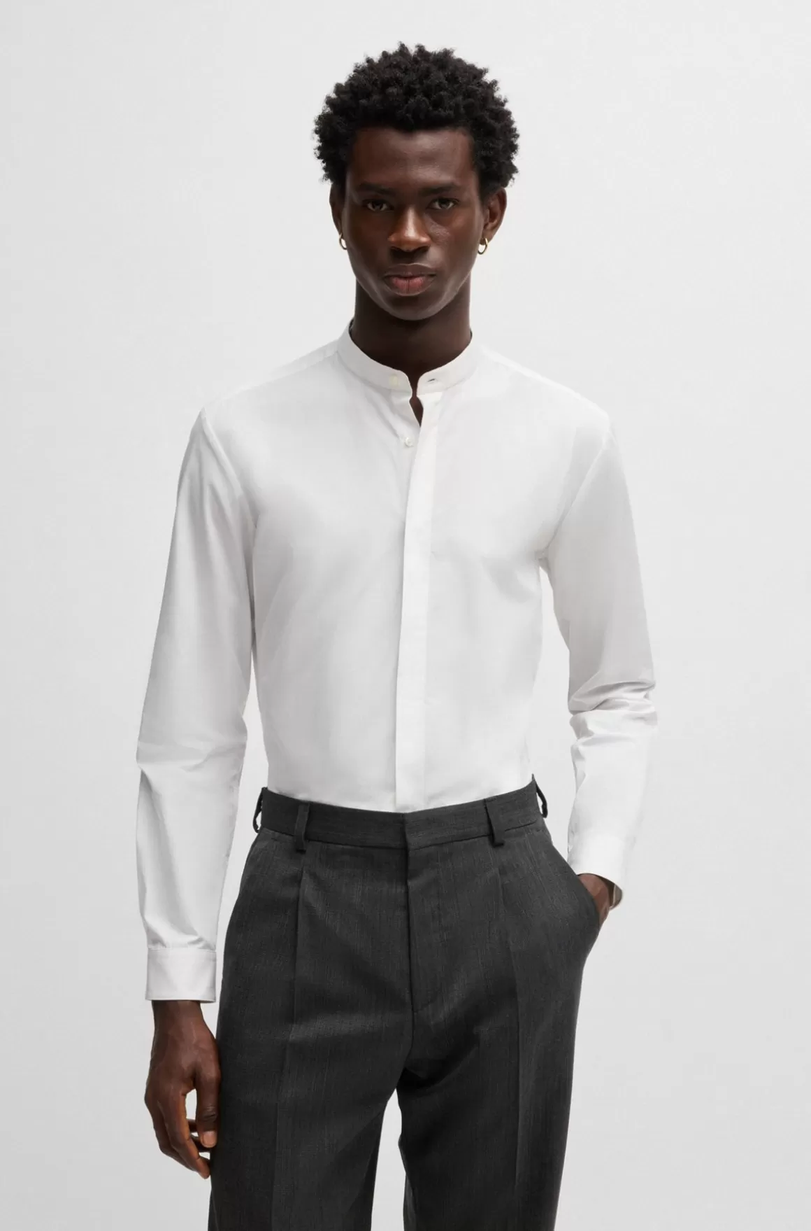 HUGO BOSS Skjorte Med Slim Fit I Strygelet Bomuldspoplin