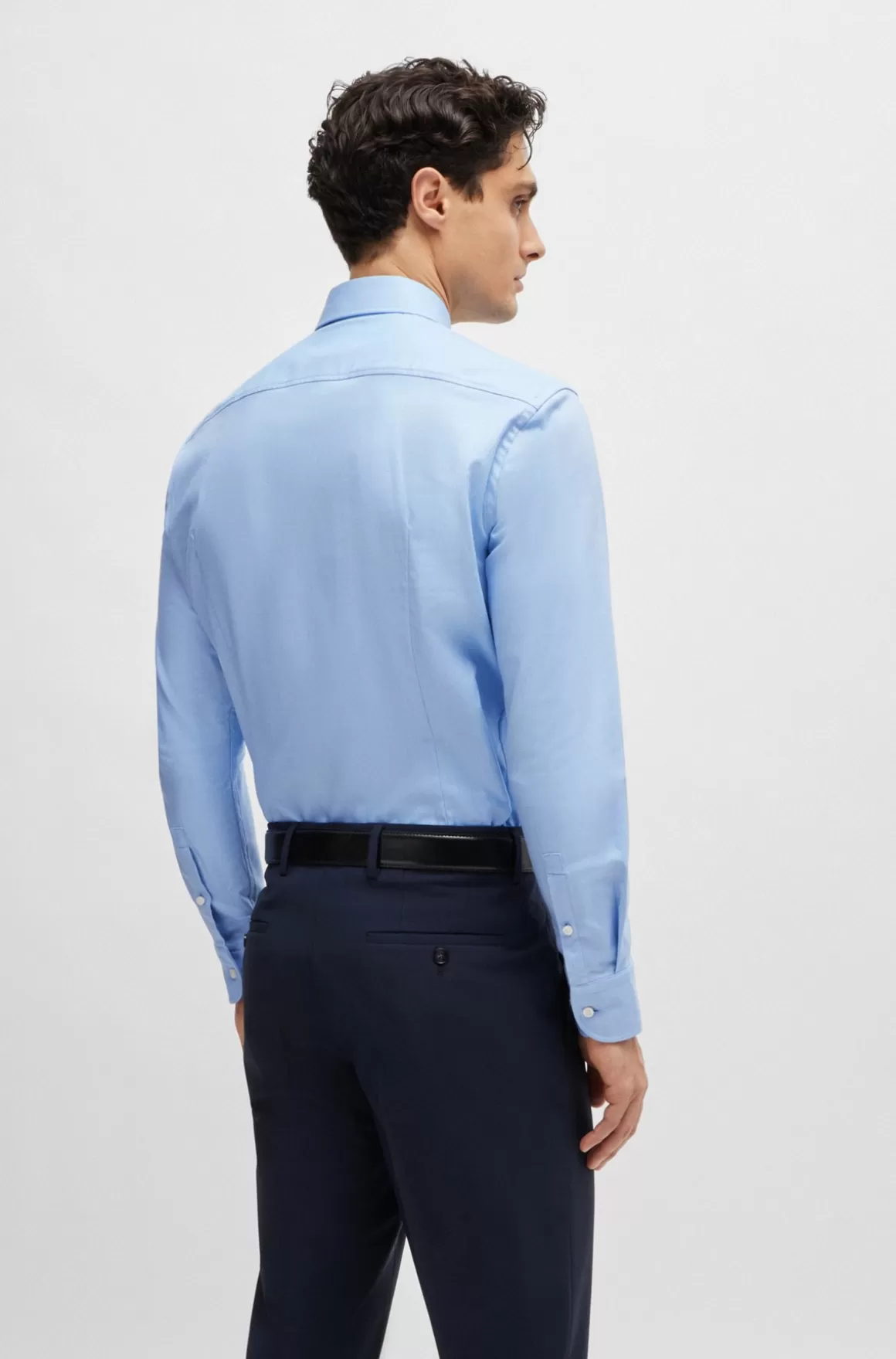HUGO BOSS Skjorte Med Slim Fit I Strygelet Bomuldstwill Med Stræk