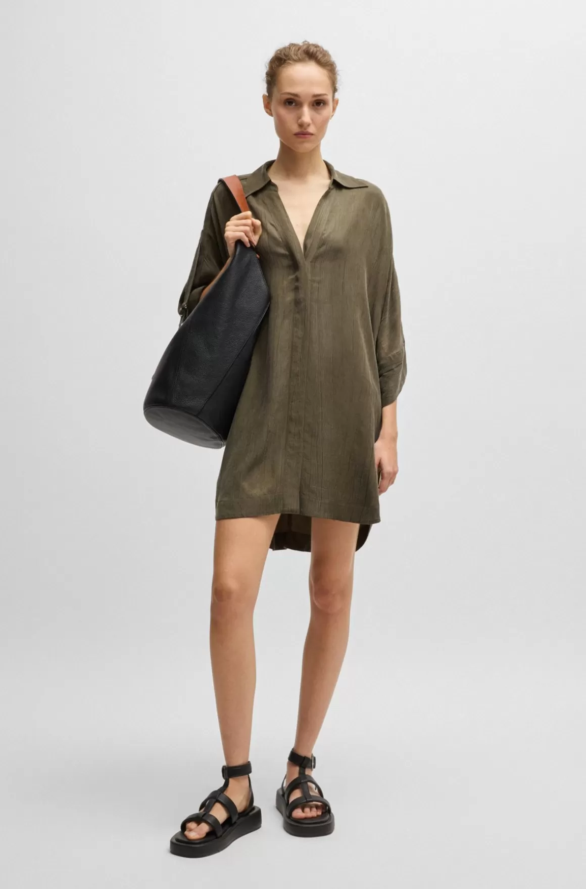 HUGO BOSS Skjortekjole Med Skjult Lukning Og Relaxed Fit