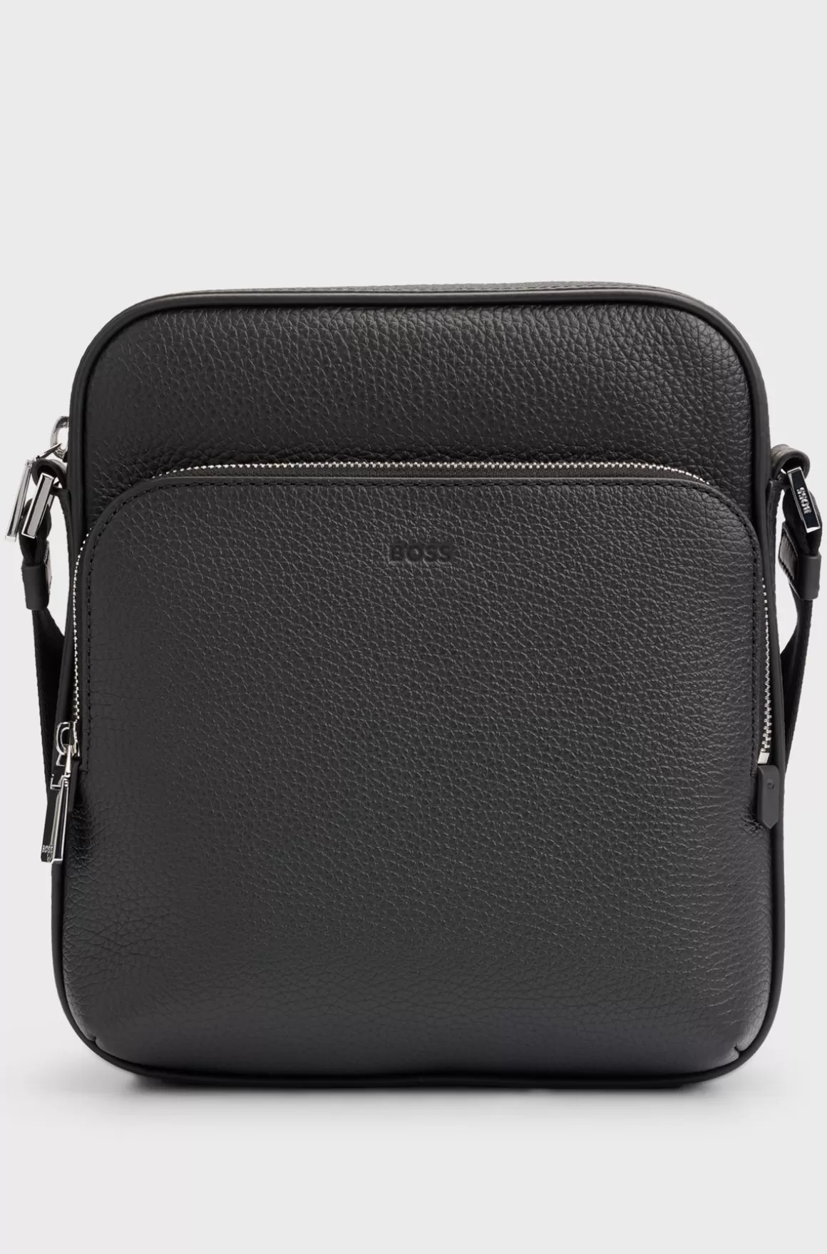 HUGO BOSS Skuldertaske I Italiensk Læder Med Præget Logo