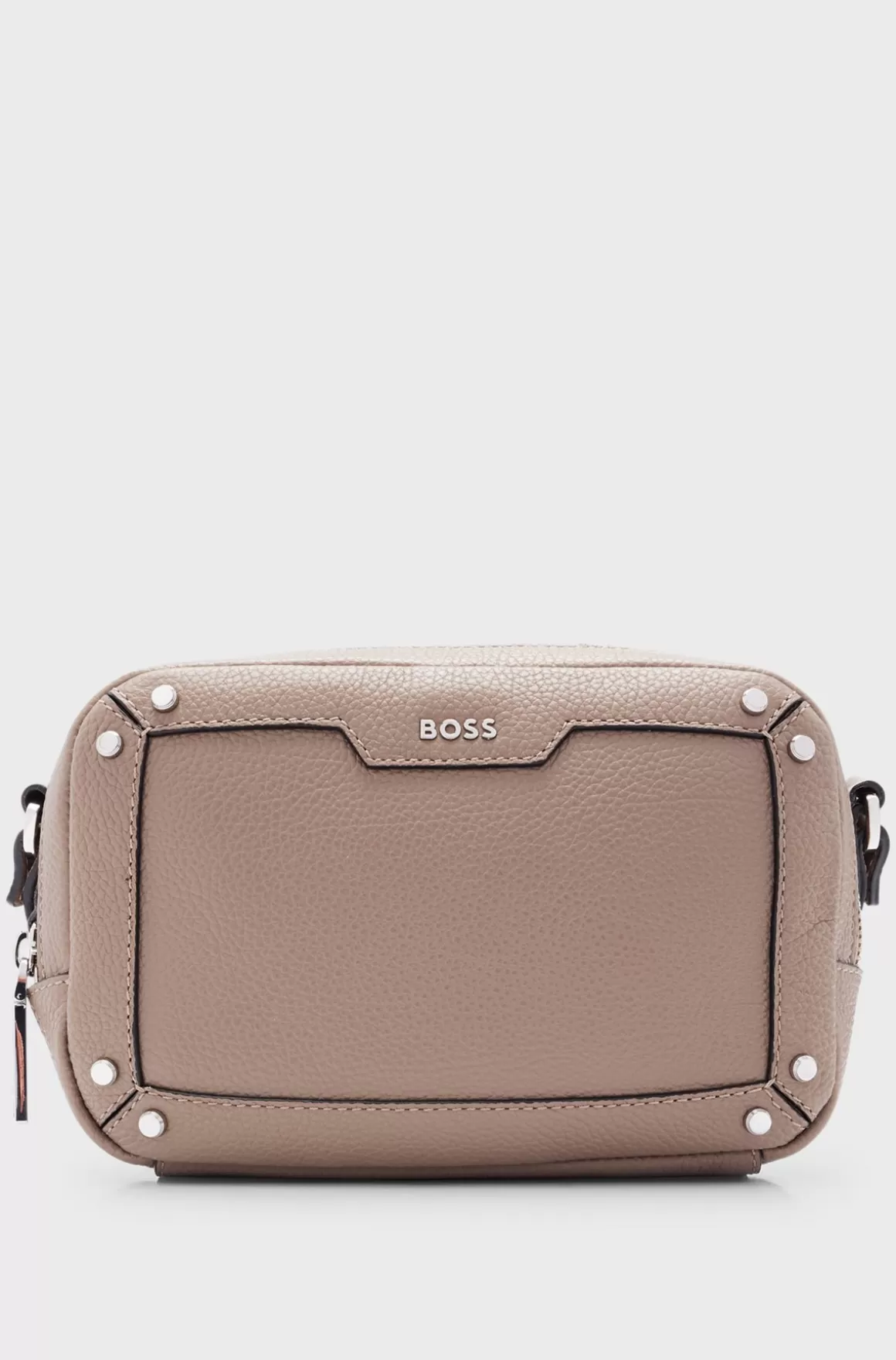 HUGO BOSS Skuldertaske I Narvlæder Med Metalbranding