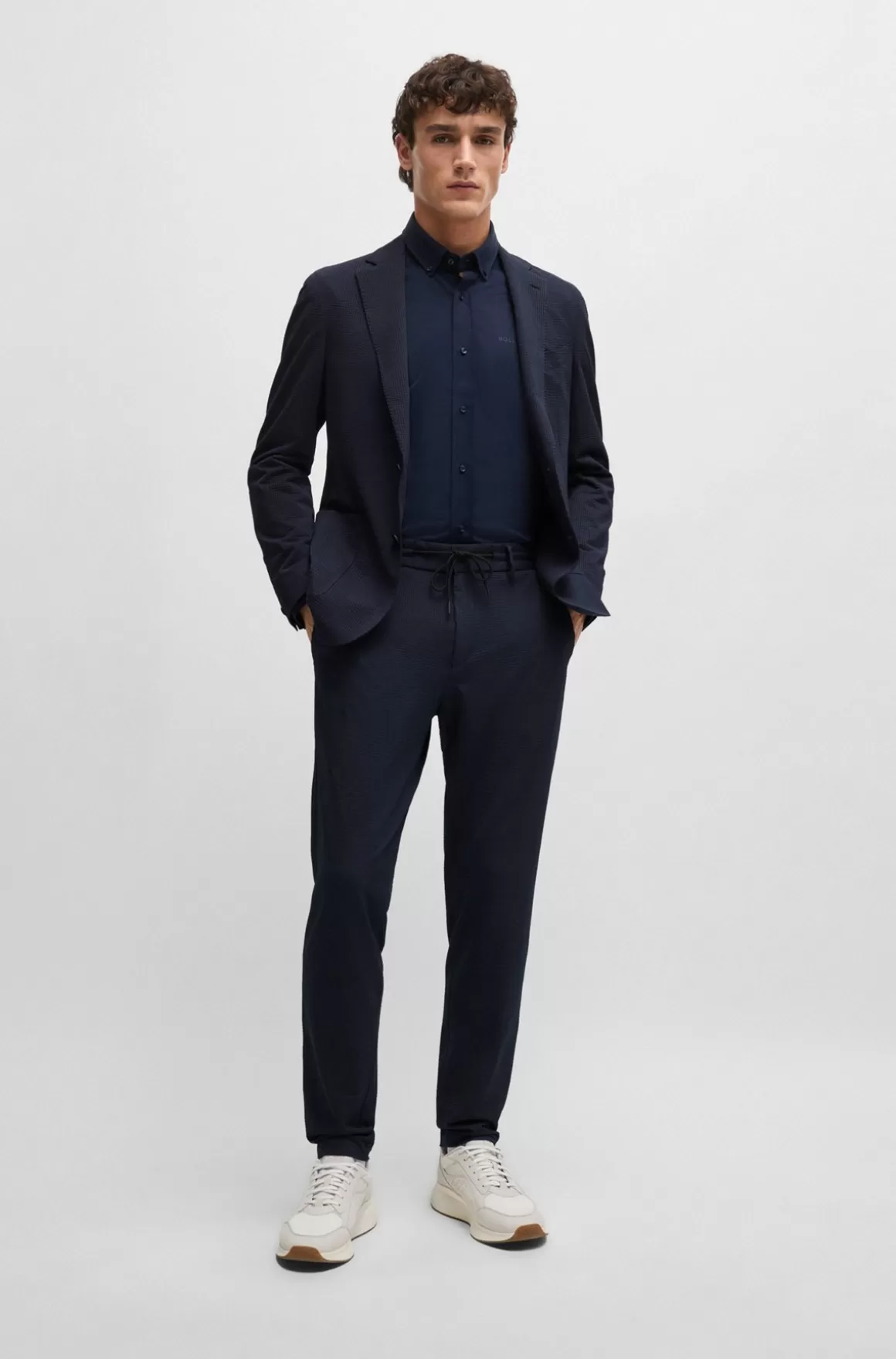 HUGO BOSS Slim Fit Bukser I Bæk Og Bølge Med Performance-stræk