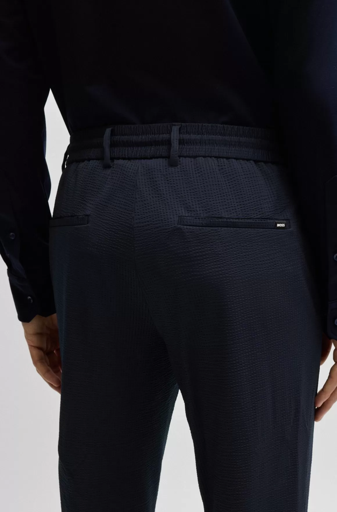 HUGO BOSS Slim Fit Bukser I Bæk Og Bølge Med Performance-stræk