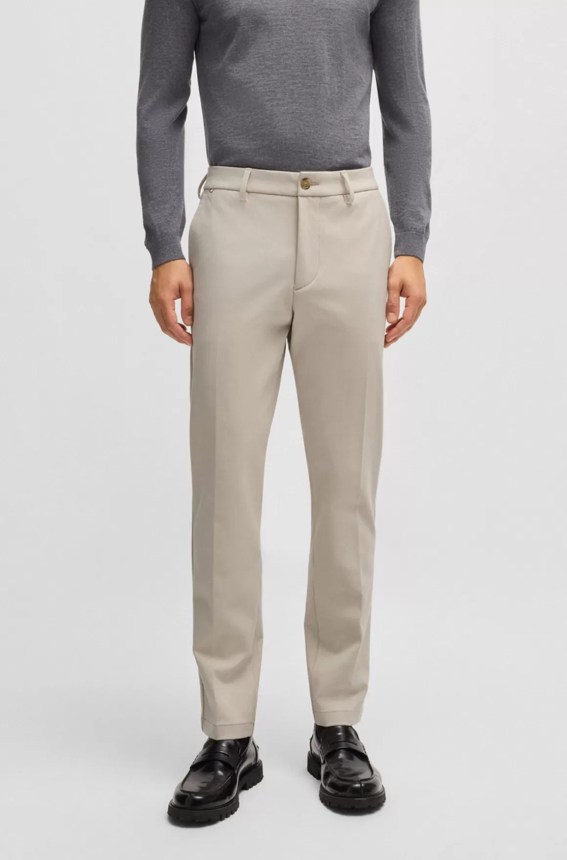 HUGO BOSS Slim Fit Bukser I Stof Med Stræk Og Mikromønster