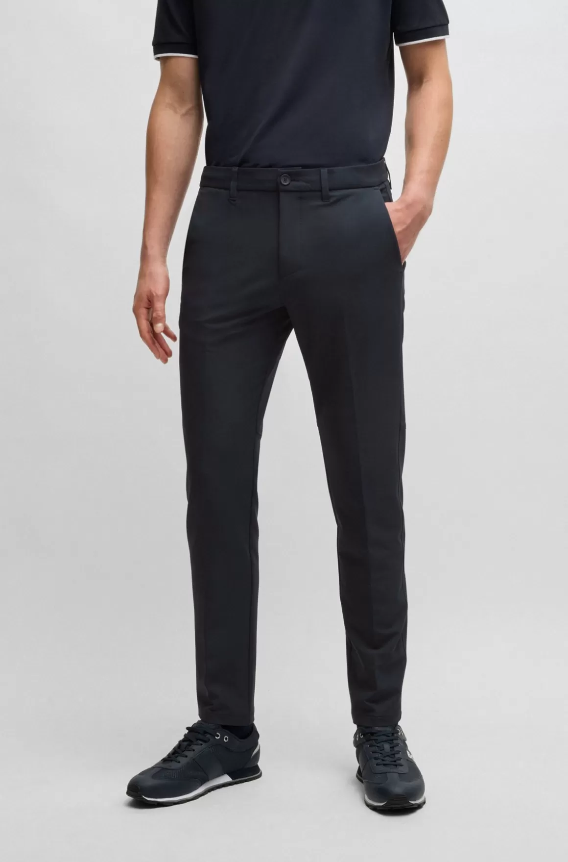 HUGO BOSS Slim Fit Chinos I Strygelet Stof Med Stræk I Fire Retninger