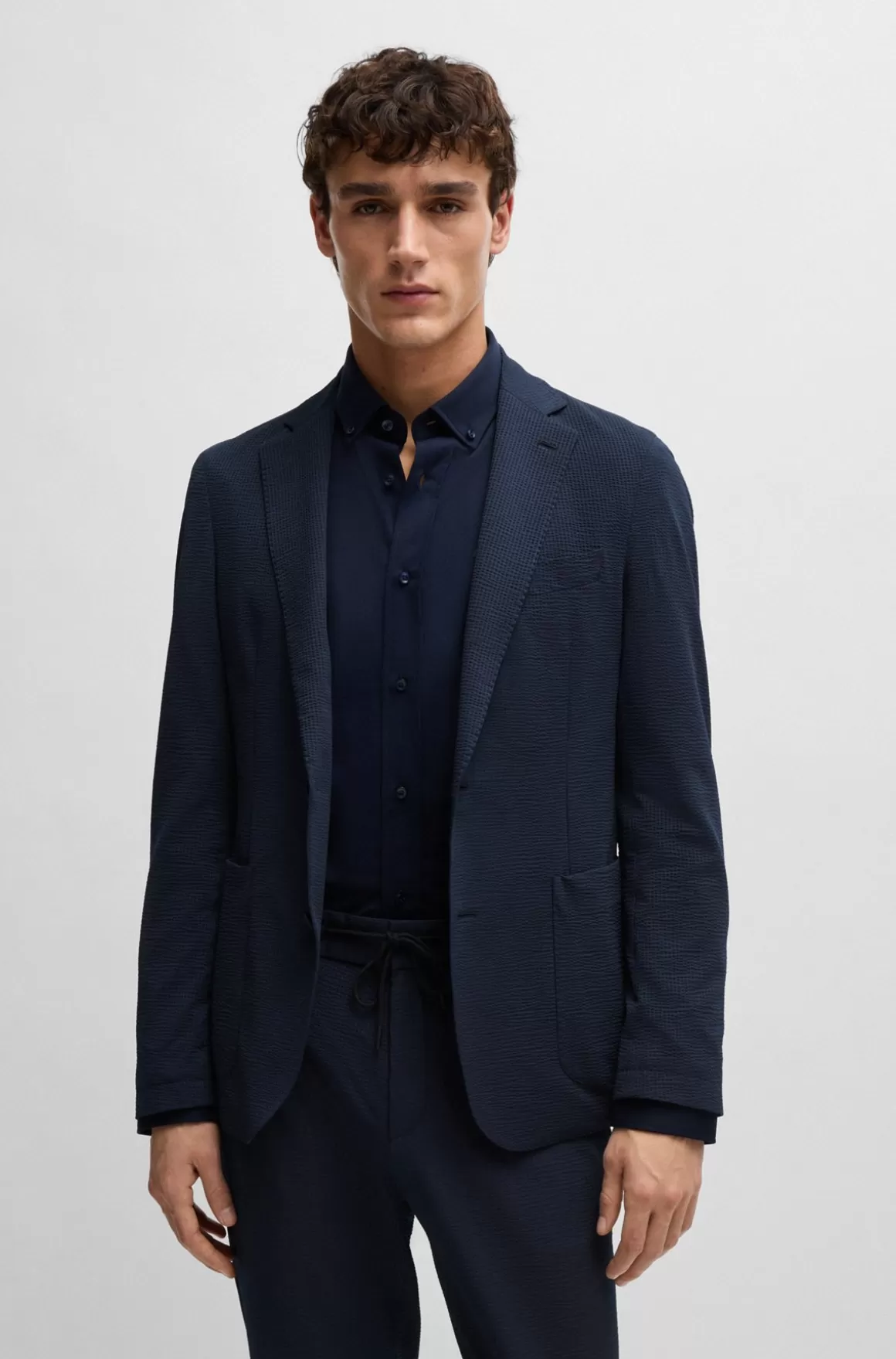 HUGO BOSS Slim Fit Jakke I Bæk Og Bølge Med Performance-stræk