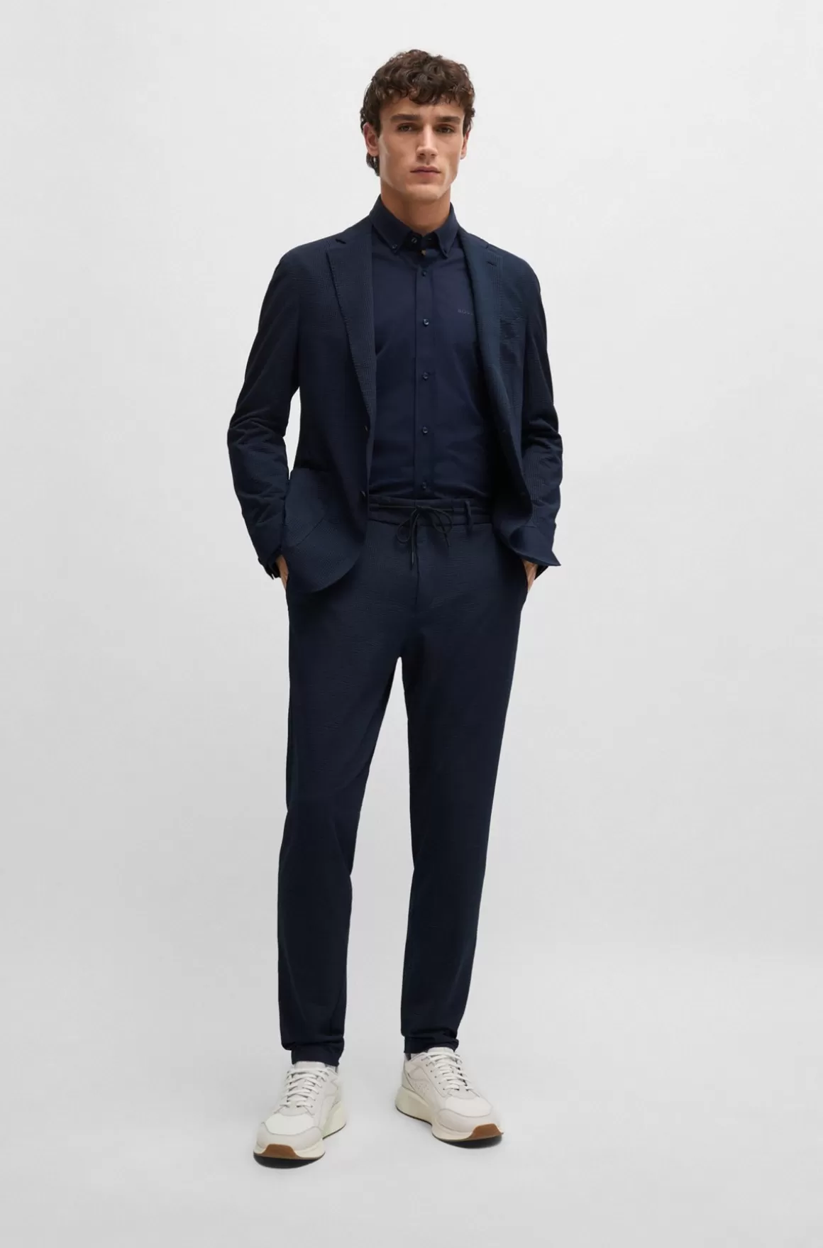 HUGO BOSS Slim Fit Jakke I Bæk Og Bølge Med Performance-stræk