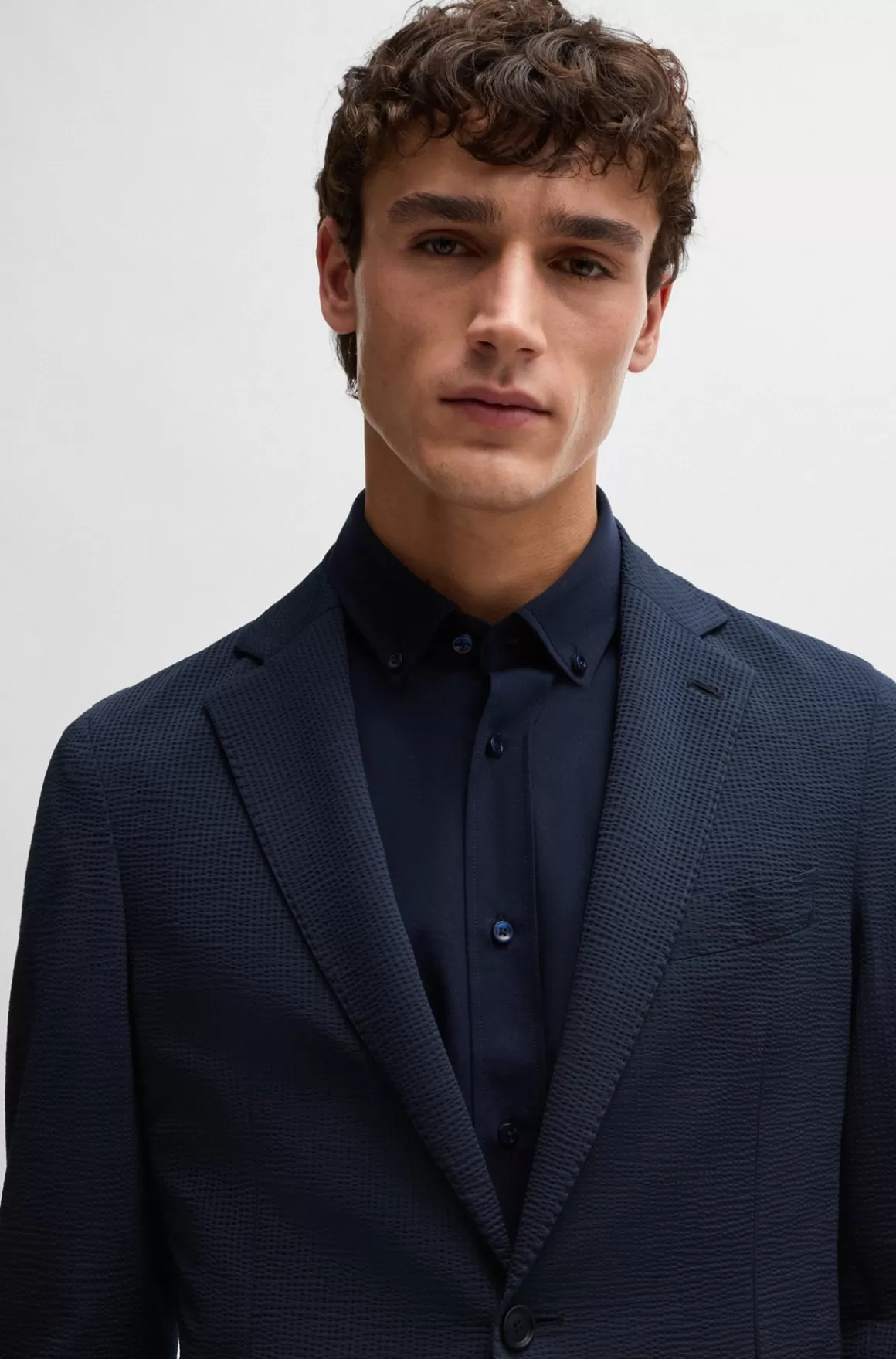 HUGO BOSS Slim Fit Jakke I Bæk Og Bølge Med Performance-stræk