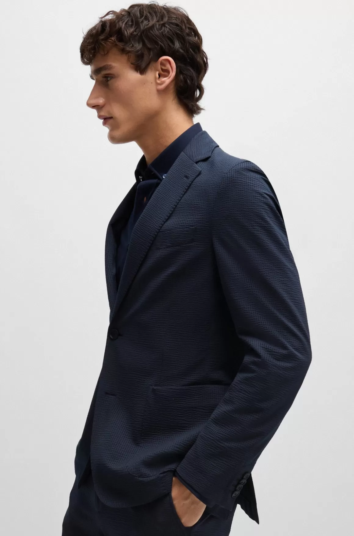 HUGO BOSS Slim Fit Jakke I Bæk Og Bølge Med Performance-stræk