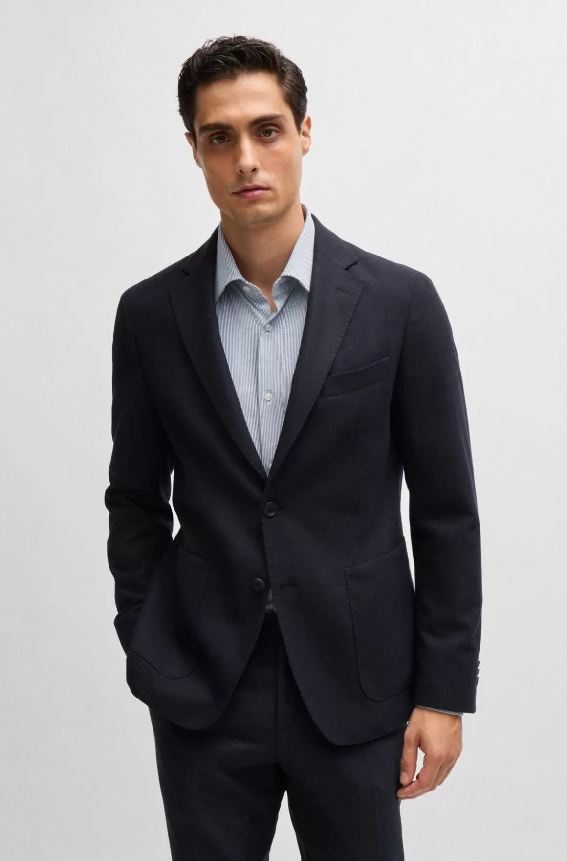 HUGO BOSS Slim Fit Jakke I Flannel Med Stræk