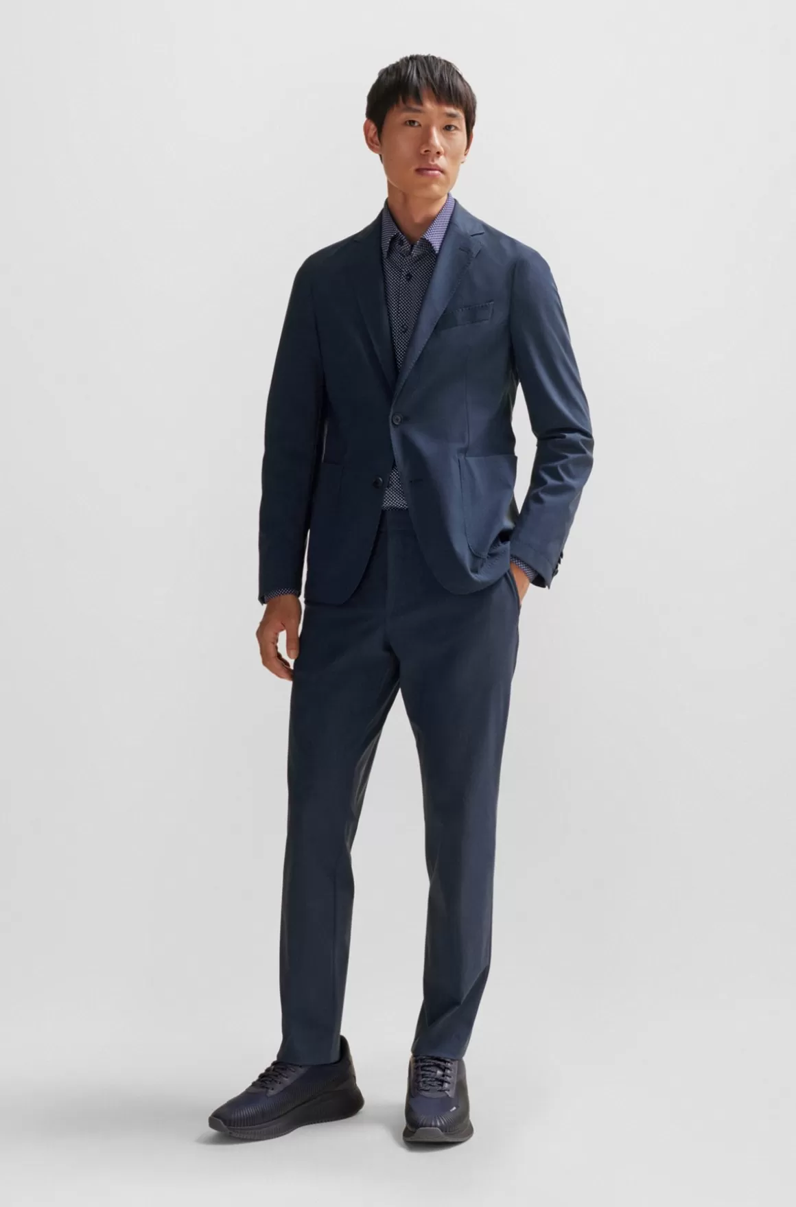 HUGO BOSS Slim Fit Jakke I Jersey Med Performance-stræk Og Mikromønster