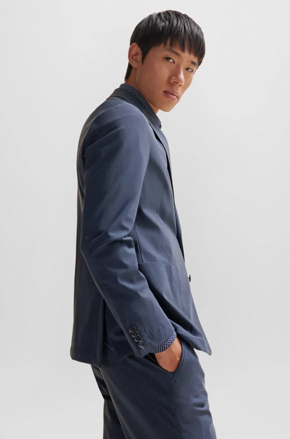 HUGO BOSS Slim Fit Jakke I Jersey Med Performance-stræk Og Mikromønster