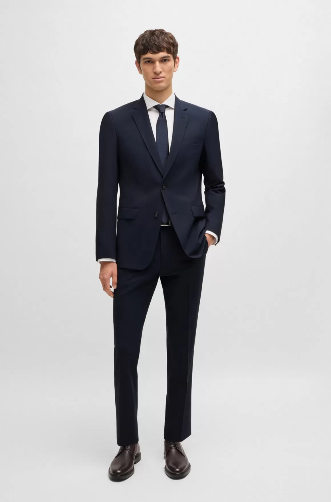 HUGO BOSS Slim Fit Jakkesæt I Ny Uld Med Stræk