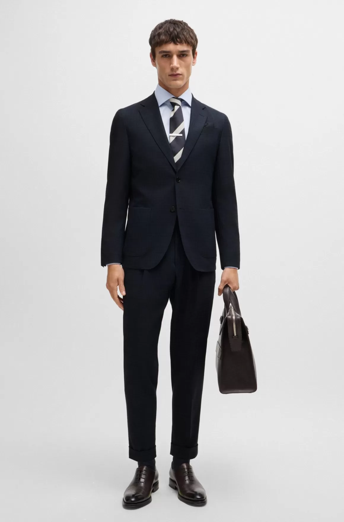 HUGO BOSS Slim Fit Jakkesæti En Ternet Uldblanding