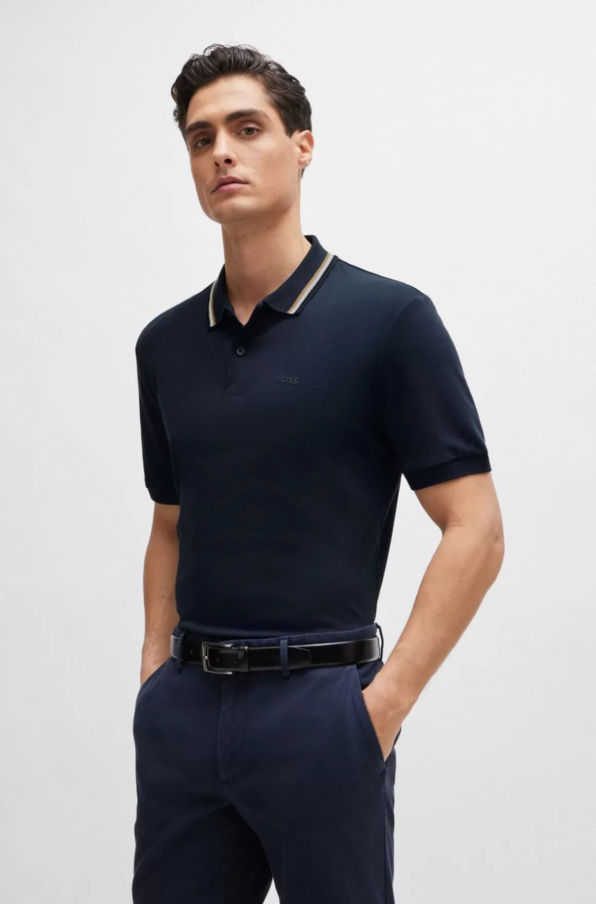HUGO BOSS Slim Fit Poloshirt I Bomuld Med Stribet Krave