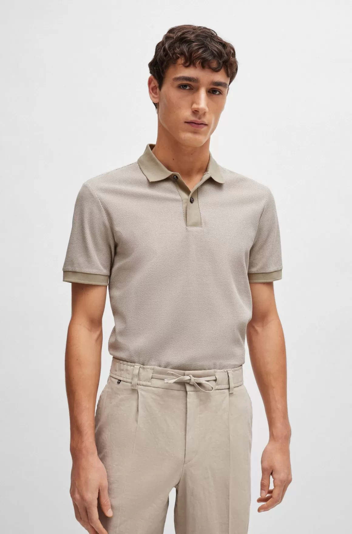 HUGO BOSS Slim Fit Poloshirt I Tofarvet, Merceriseret Bomuld