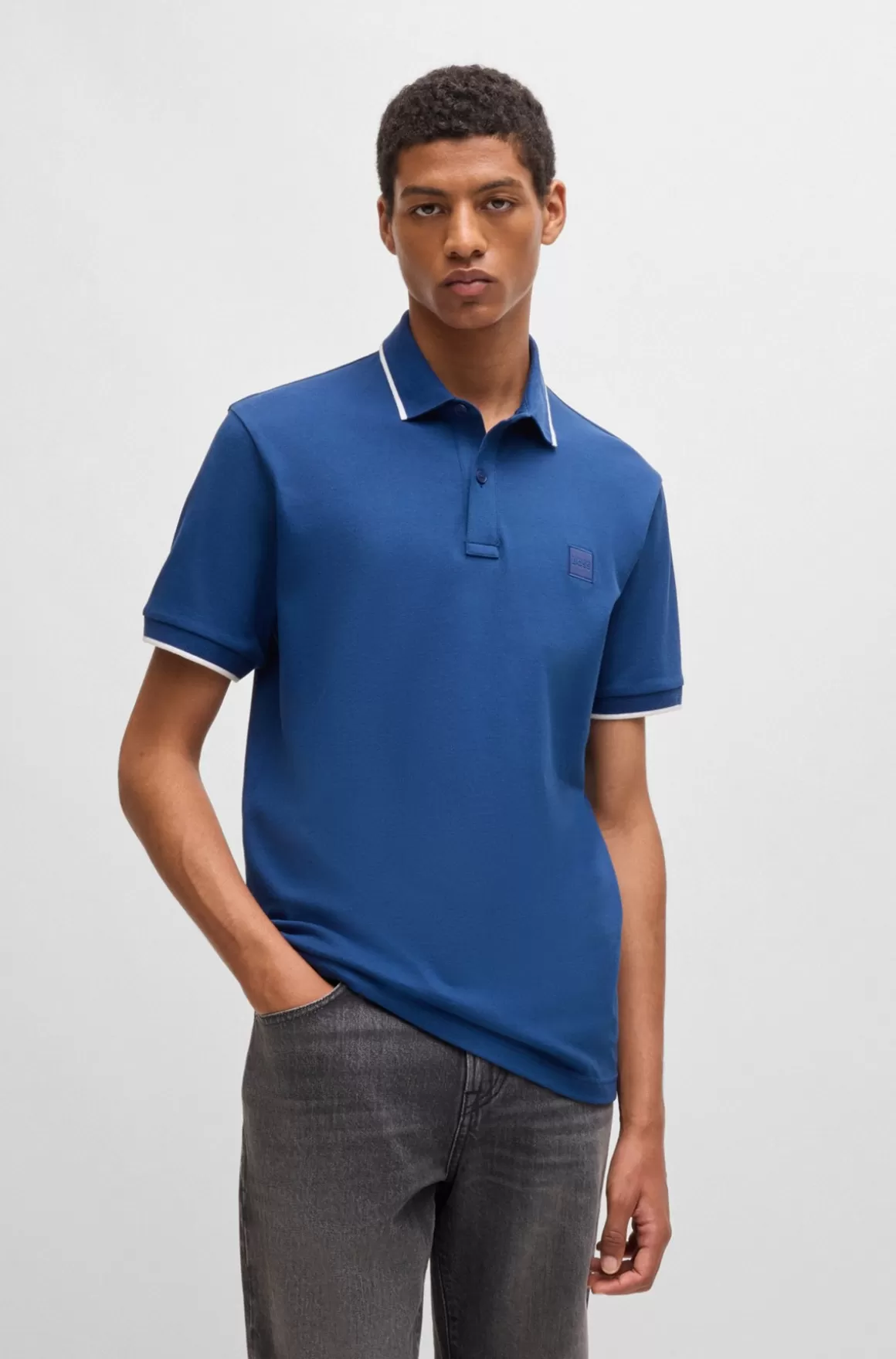 HUGO BOSS Slim Fit Poloshirt I Vasket Bomuldspiqué Med Stræk