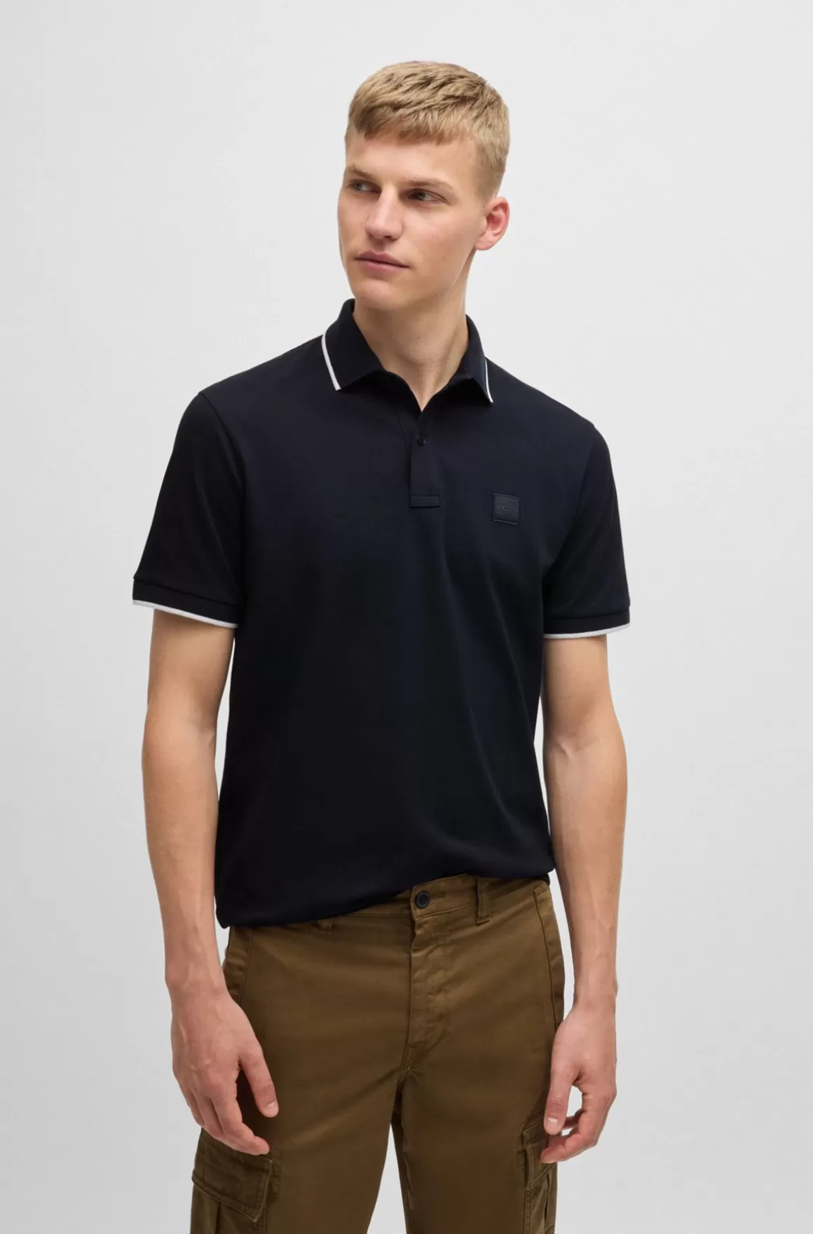 HUGO BOSS Slim Fit Poloshirt I Vasket Bomuldspiqué Med Stræk