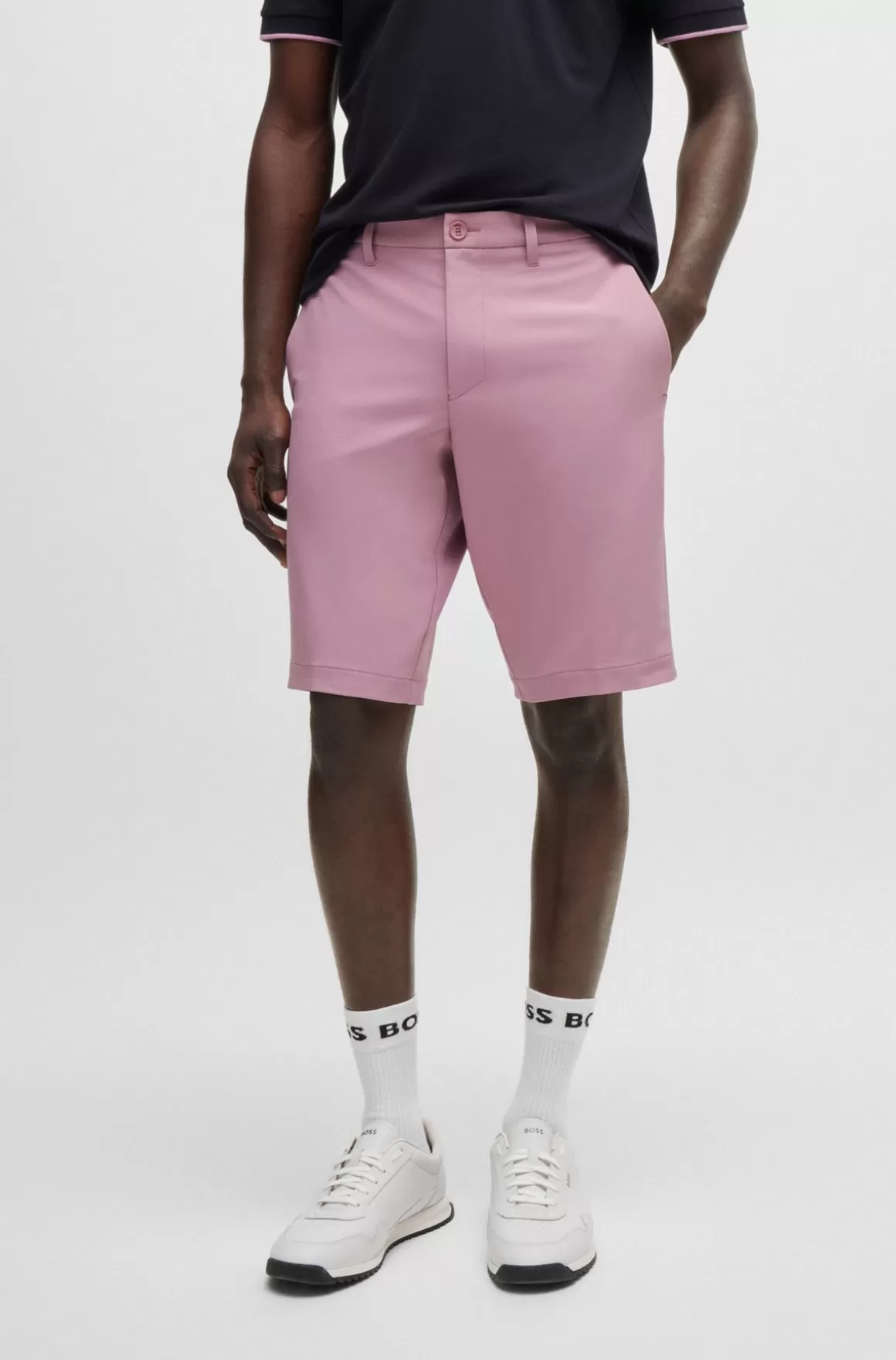 HUGO BOSS Slim Fit Shorts I Vandskyende Og Strygelet Stof