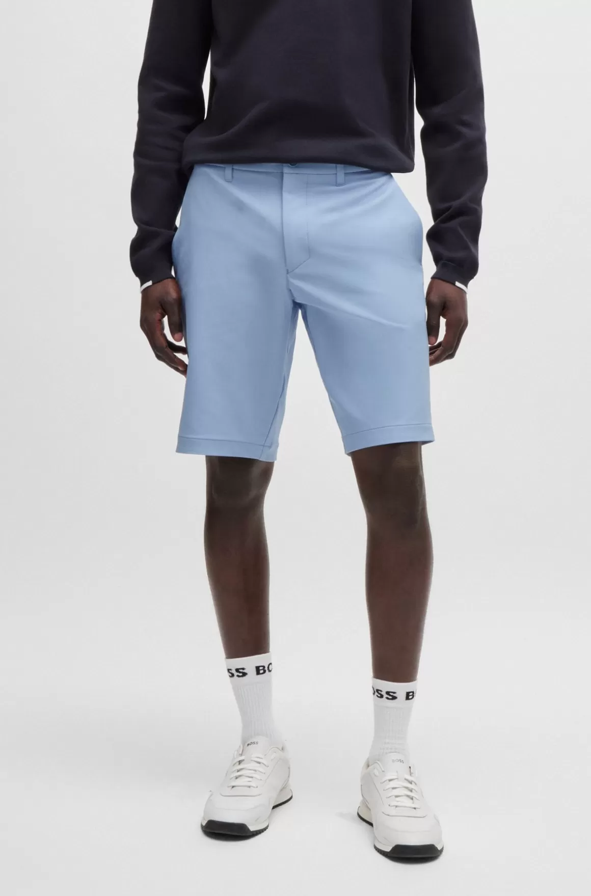 HUGO BOSS Slim Fit Shorts I Vandskyende Og Strygelet Stof