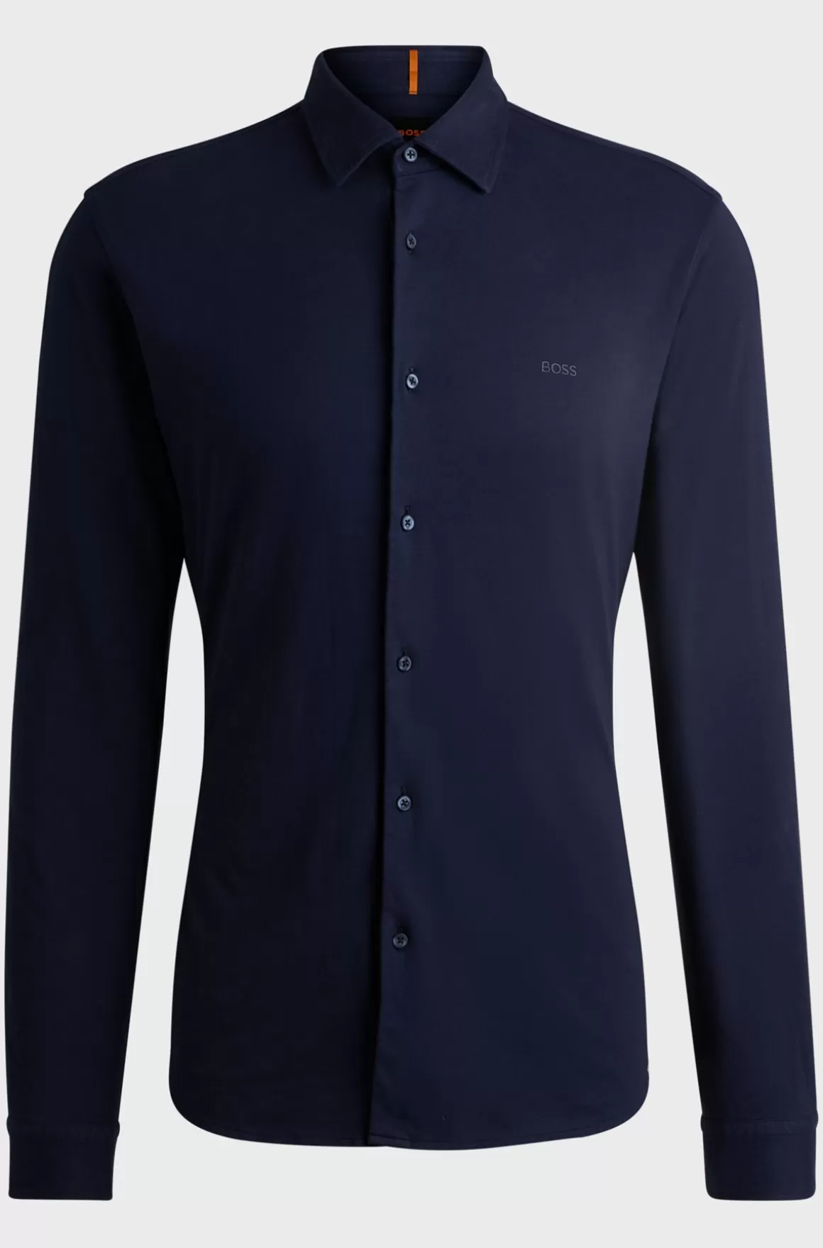 HUGO BOSS Slim Fit Skjorte I Bomuldsjersey Med Broderet Branding