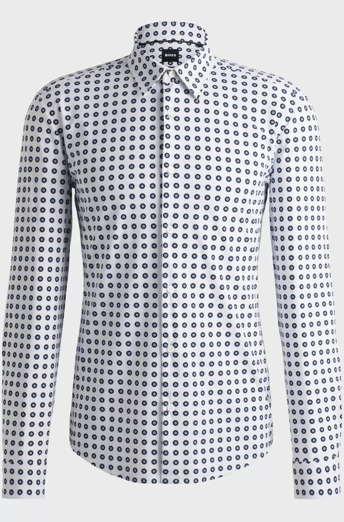 HUGO BOSS Slim Fit Skjorte I Printet Jersey Med Performance-stræk
