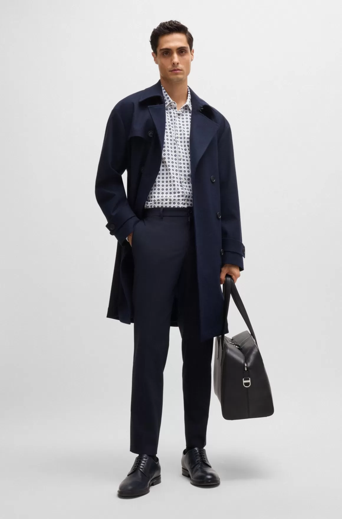 HUGO BOSS Slim Fit Skjorte I Printet Jersey Med Performance-stræk