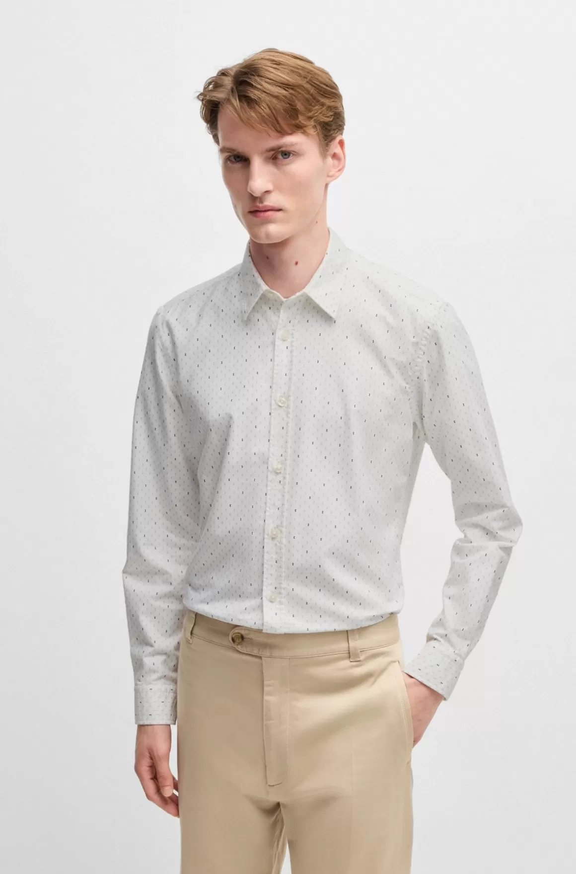 HUGO BOSS Slim Fit Skjorte I Printet Oxford-bomuld