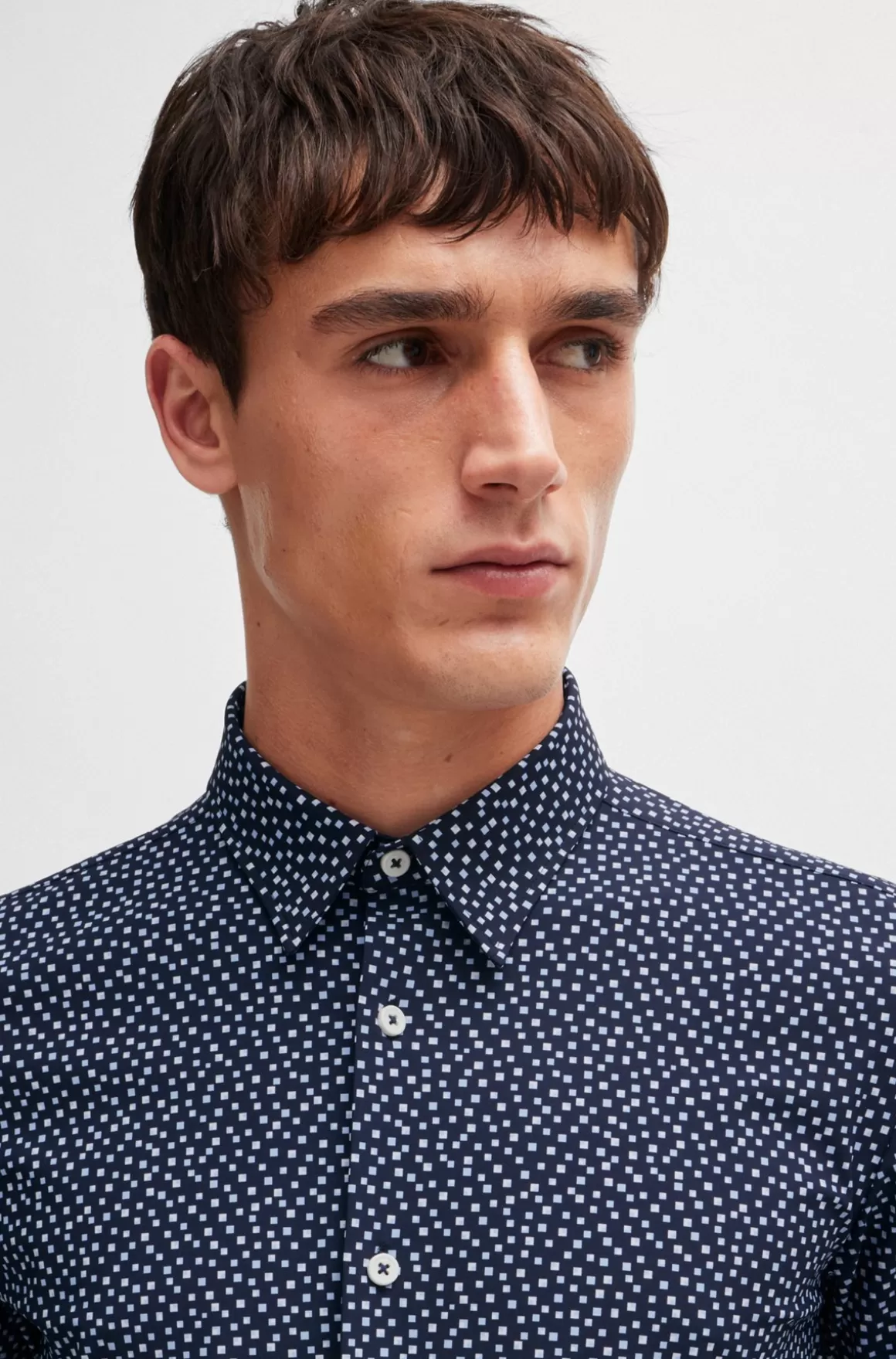 HUGO BOSS Slim Fit Skjorte I Printet Stof Med Performance-stræk