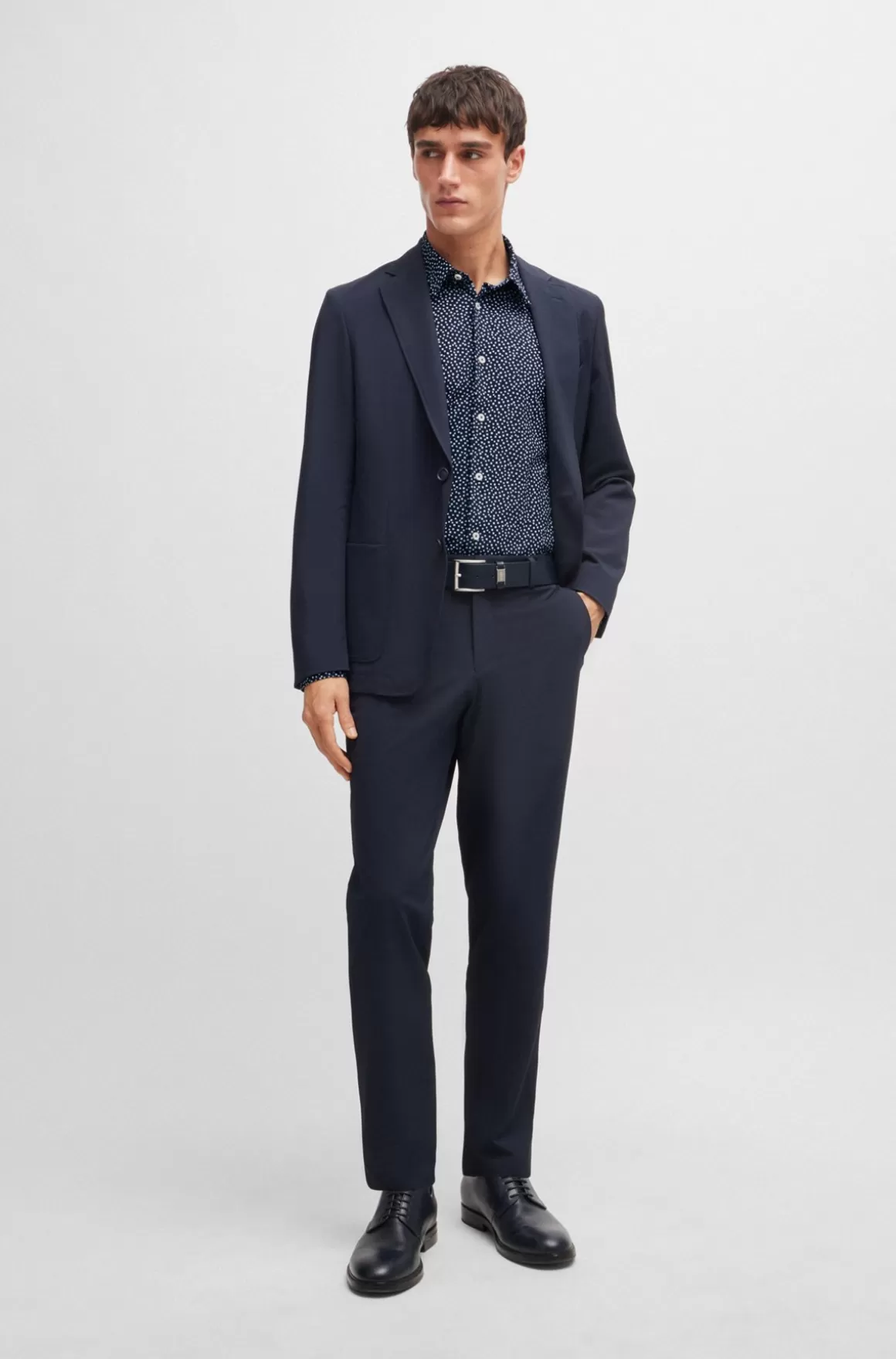 HUGO BOSS Slim Fit Skjorte I Printet Stof Med Performance-stræk