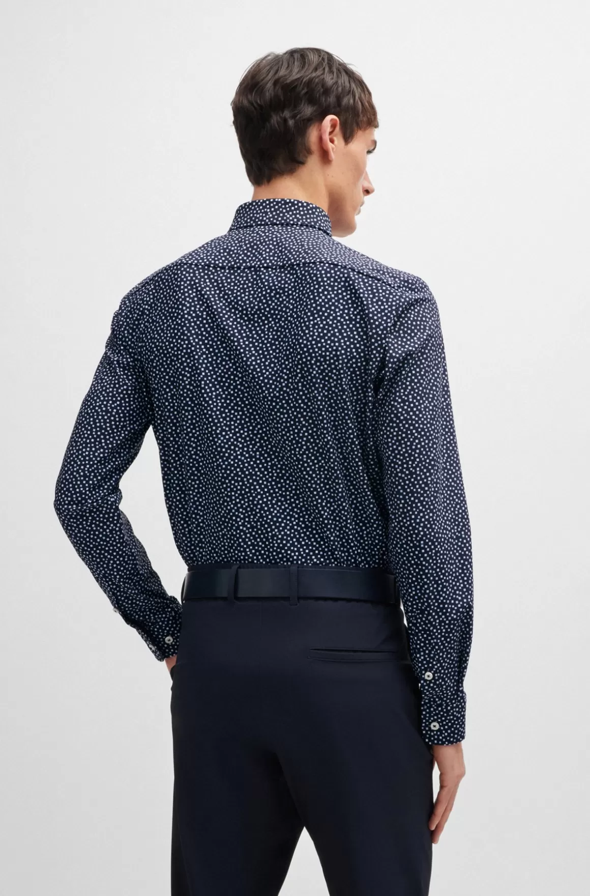 HUGO BOSS Slim Fit Skjorte I Printet Stof Med Performance-stræk
