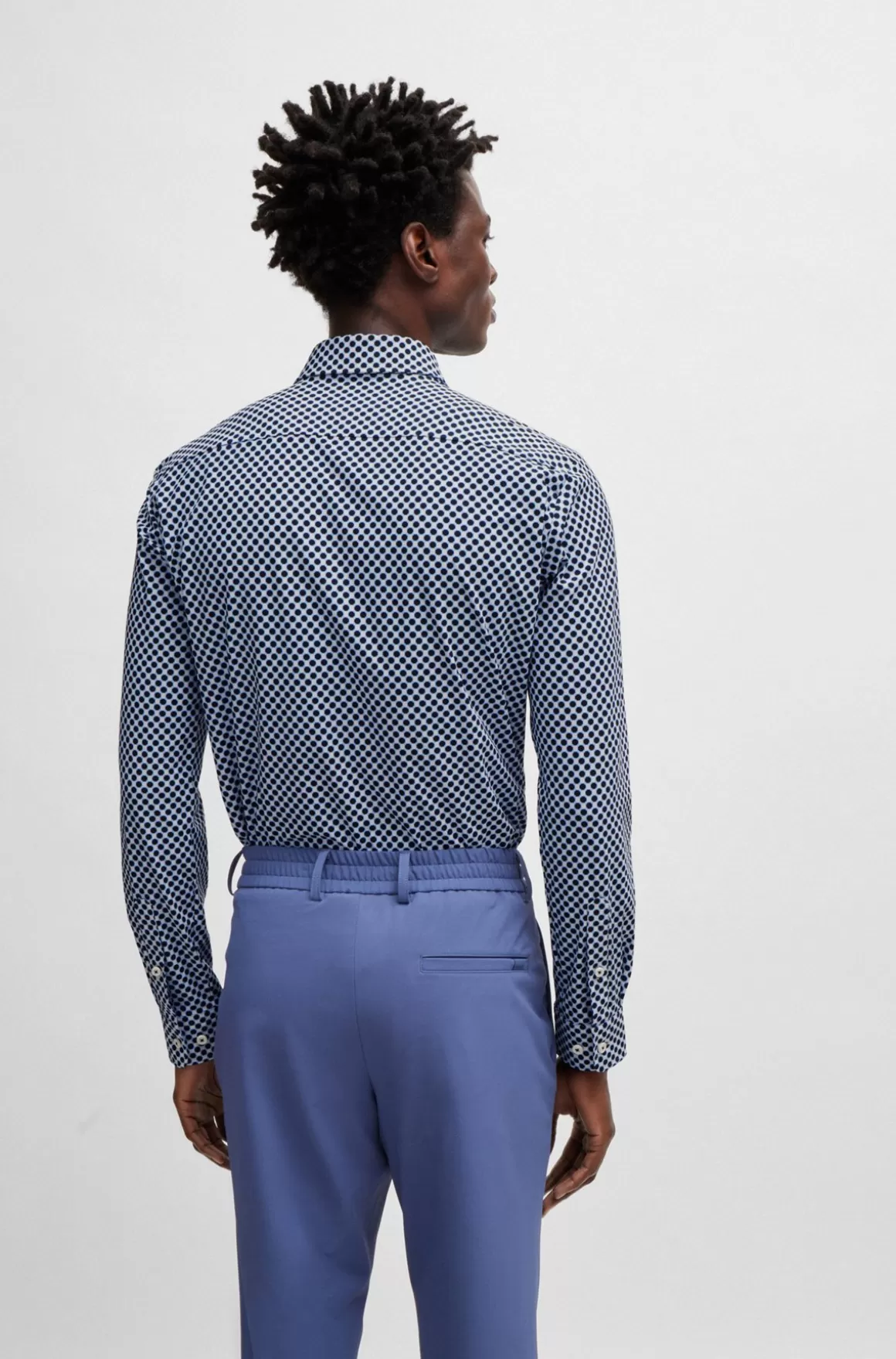 HUGO BOSS Slim Fit Skjorte I Printet Stof Med Performance-stræk