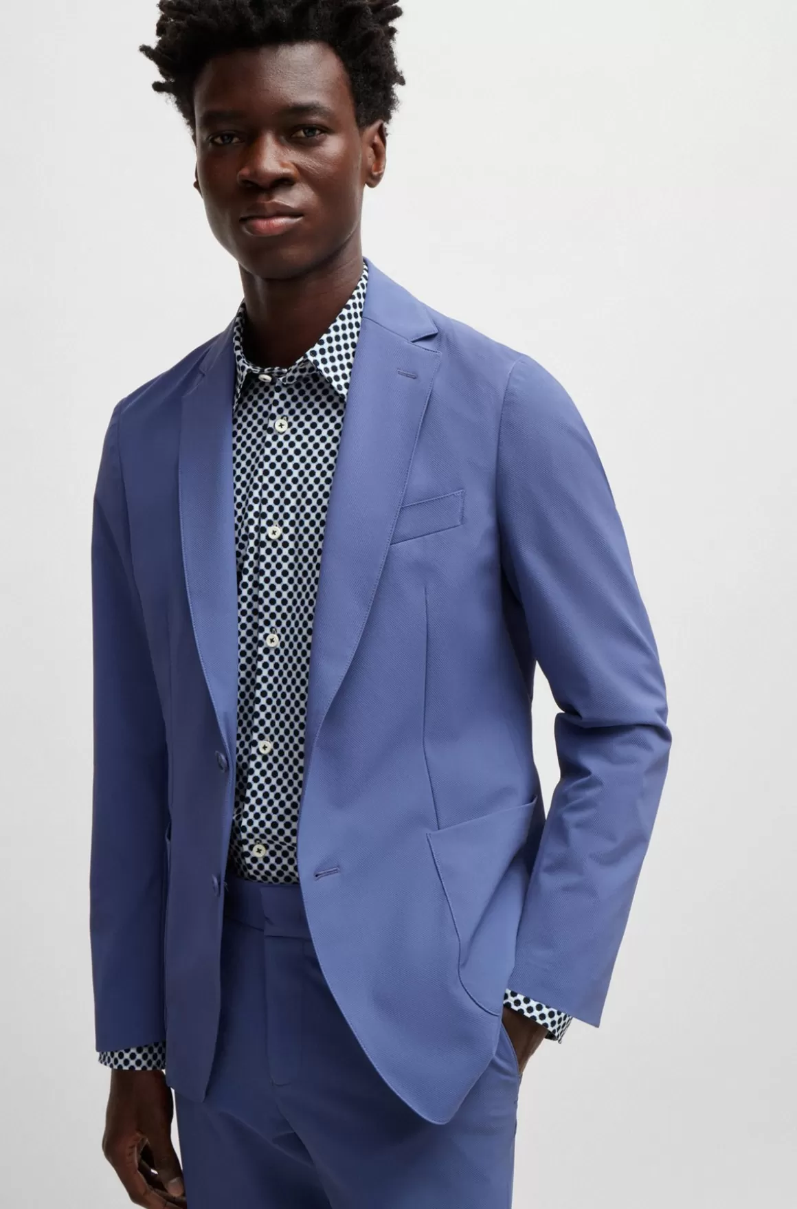 HUGO BOSS Slim Fit Skjorte I Printet Stof Med Performance-stræk