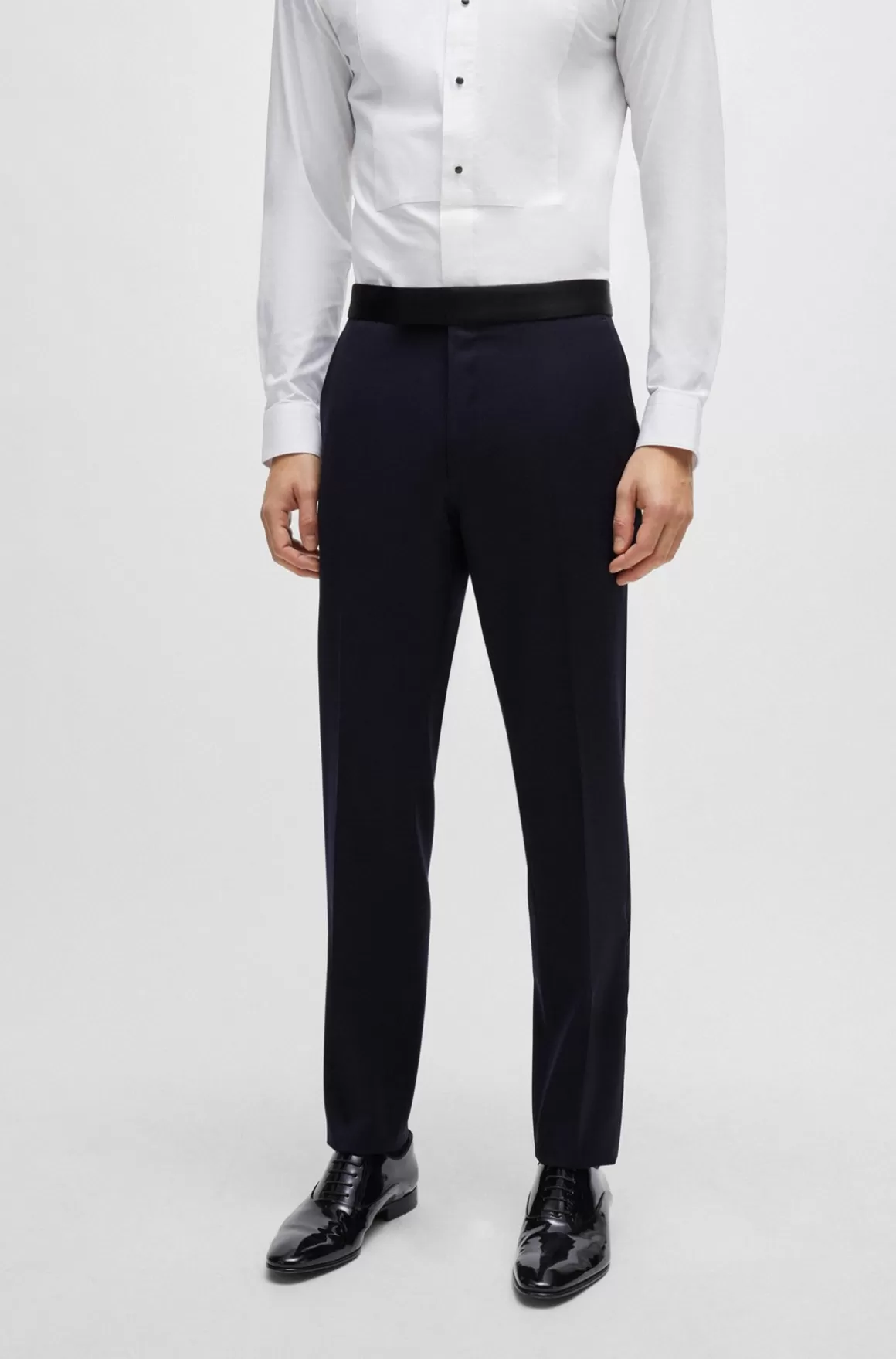 HUGO BOSS Slim Fit Smokingbukser I Serge Af Ny Uld