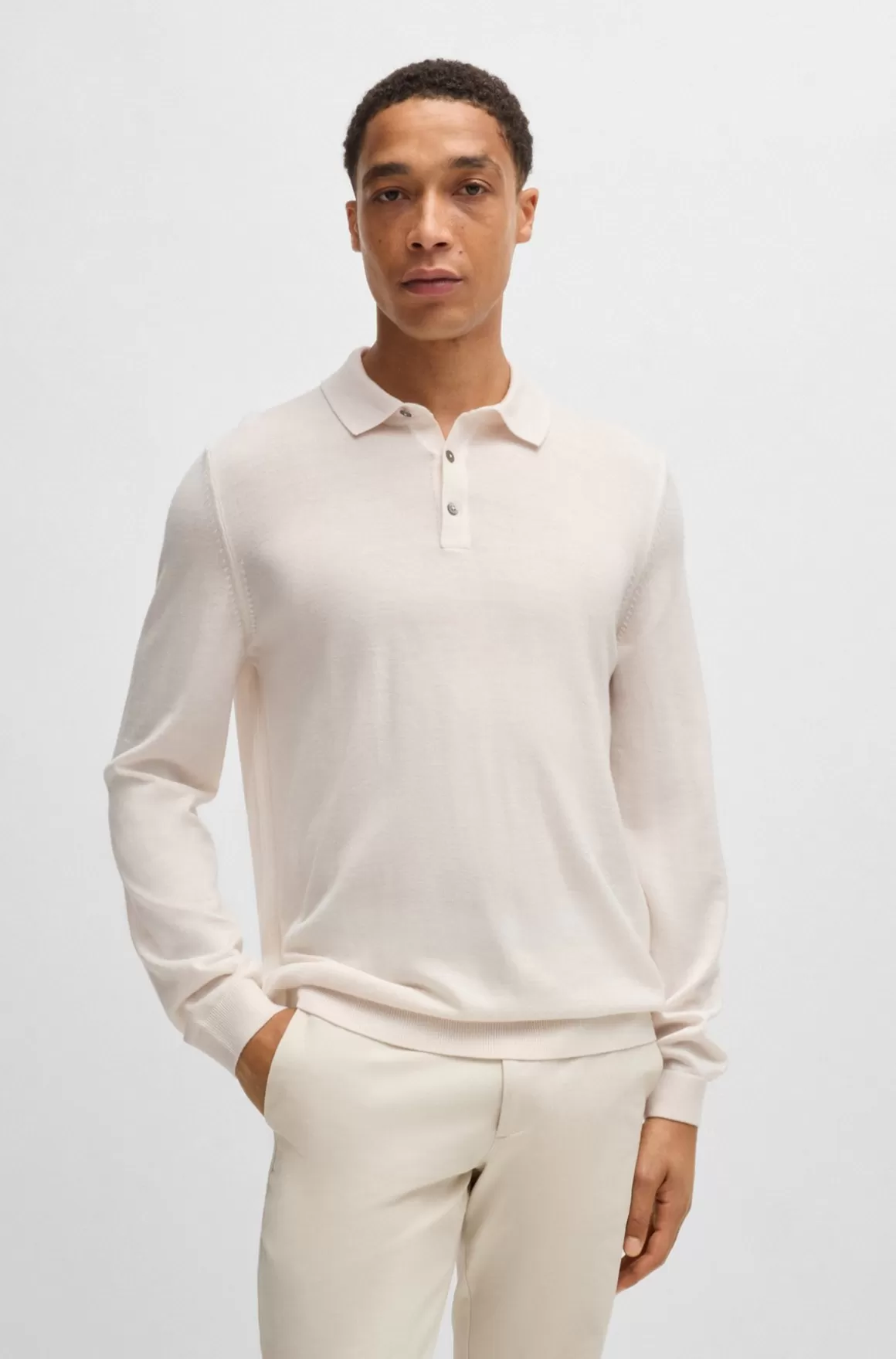 HUGO BOSS Slim Fit Sweater I Ny Uld Med Polokrave