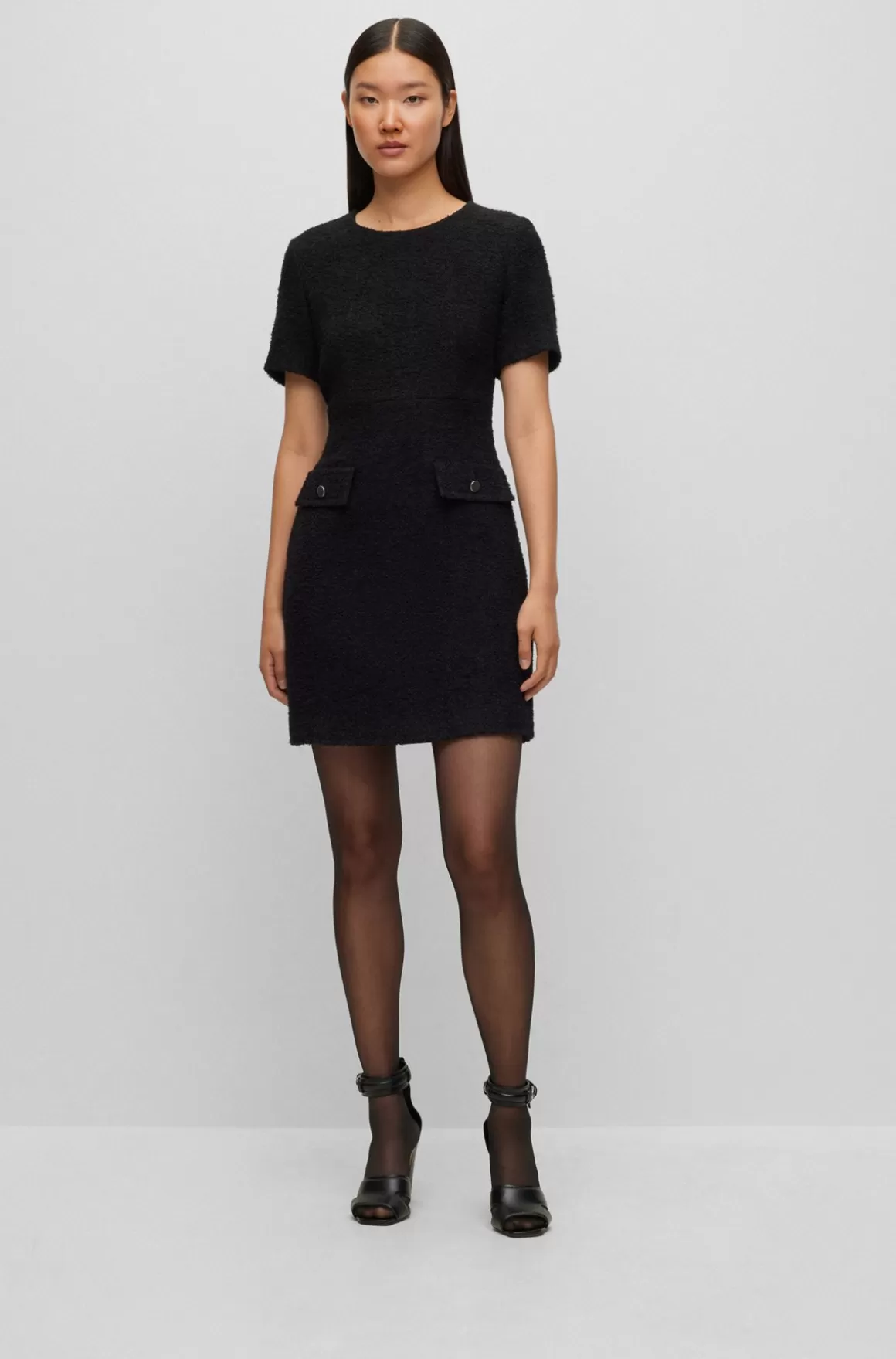 HUGO BOSS Slim Fit Tweedkjole Med Knap På Lommerne