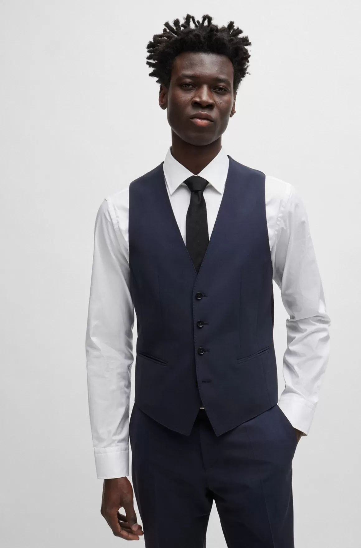 HUGO BOSS Slim Fit Vest Til Jakkesæt I Ny Uld Med Stræk
