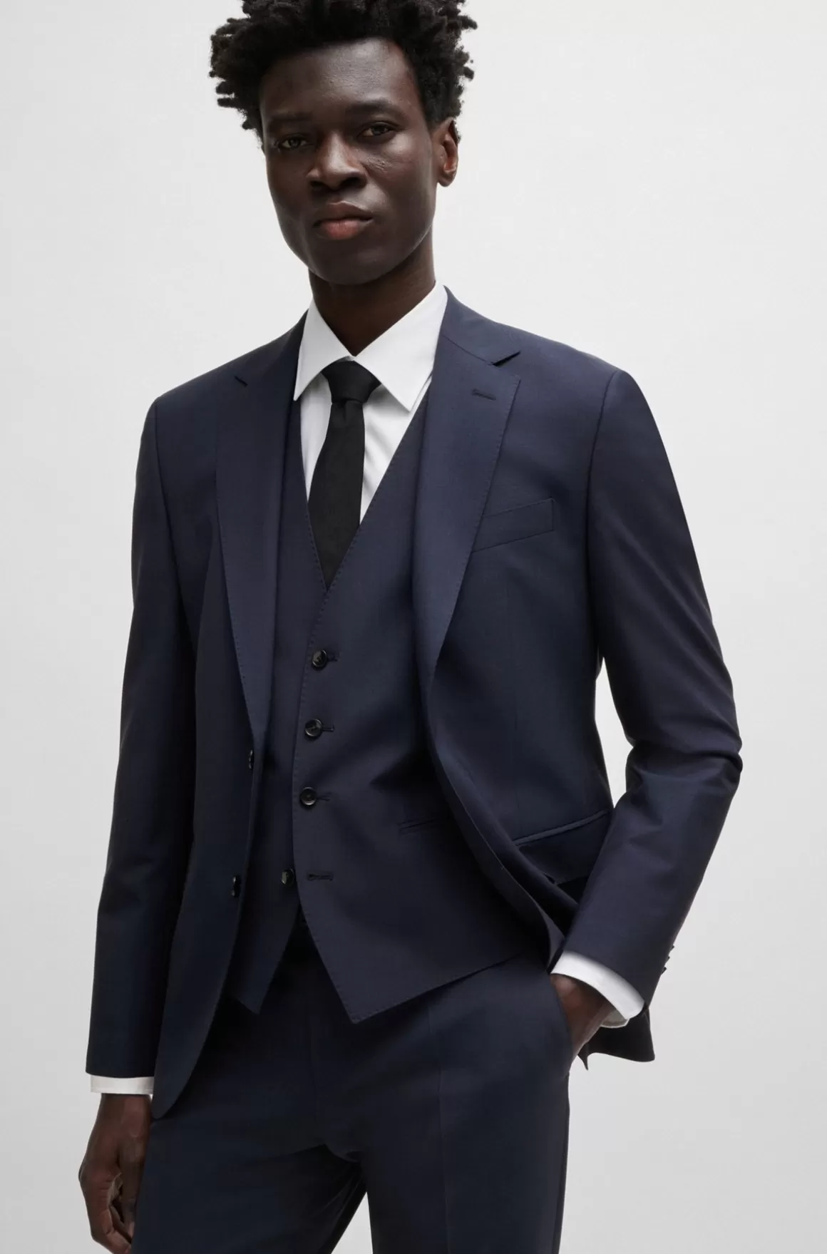 HUGO BOSS Slim Fit Vest Til Jakkesæt I Ny Uld Med Stræk