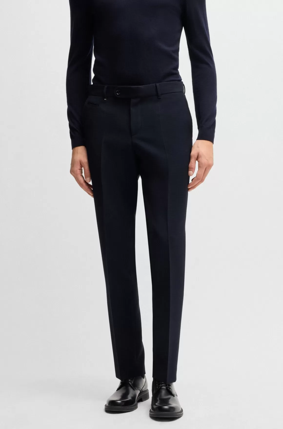 HUGO BOSS Slim Fit-bukser I Mikromønstret Piquéstof Med Stræk