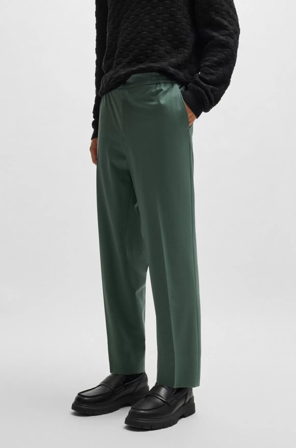 HUGO BOSS Slim-fit Trousers In Wool-blend Poplin