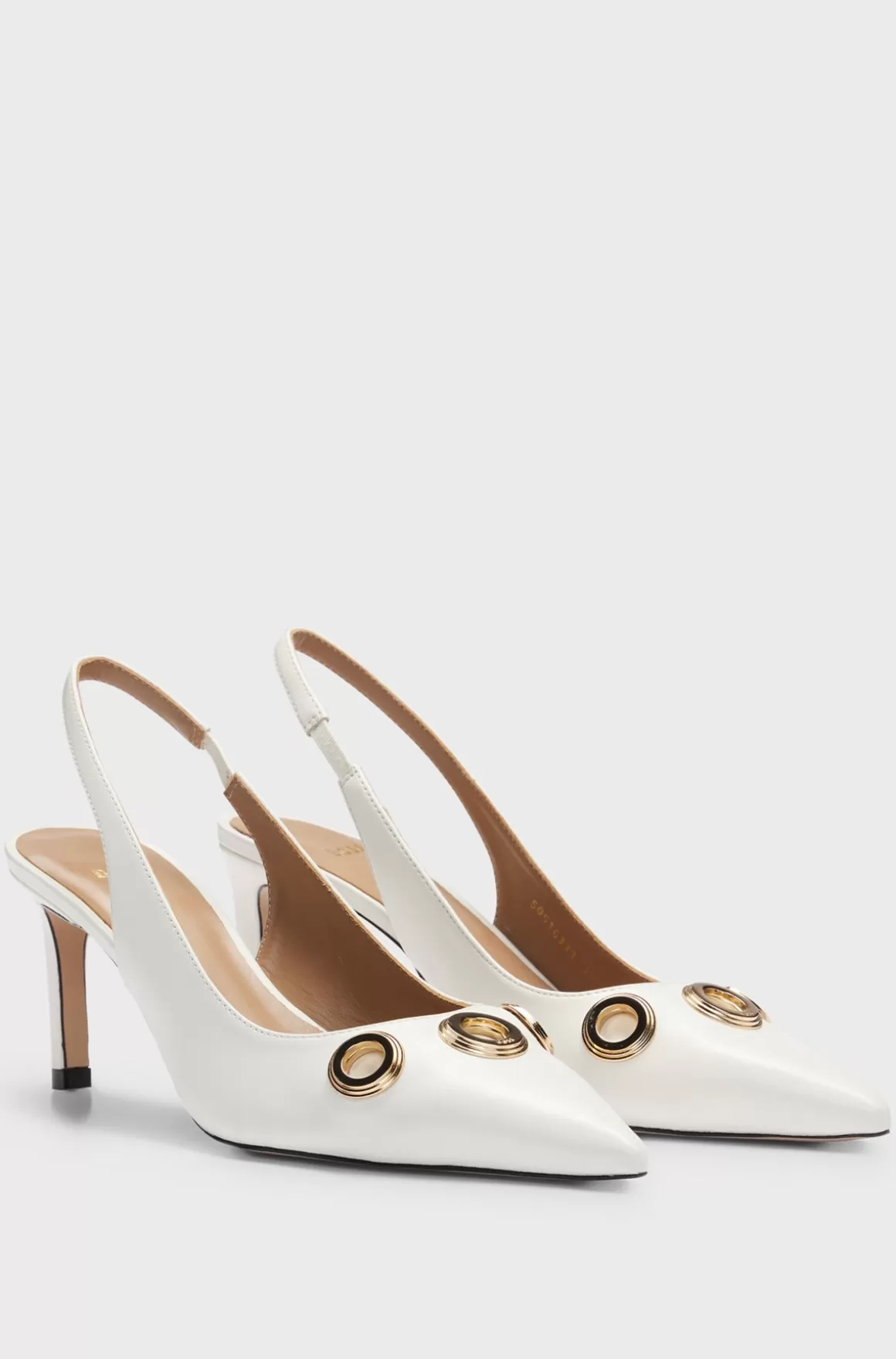 HUGO BOSS Slingback-læderpumps Med Metaldetaljer Og En 7 Cm Høj Hæl