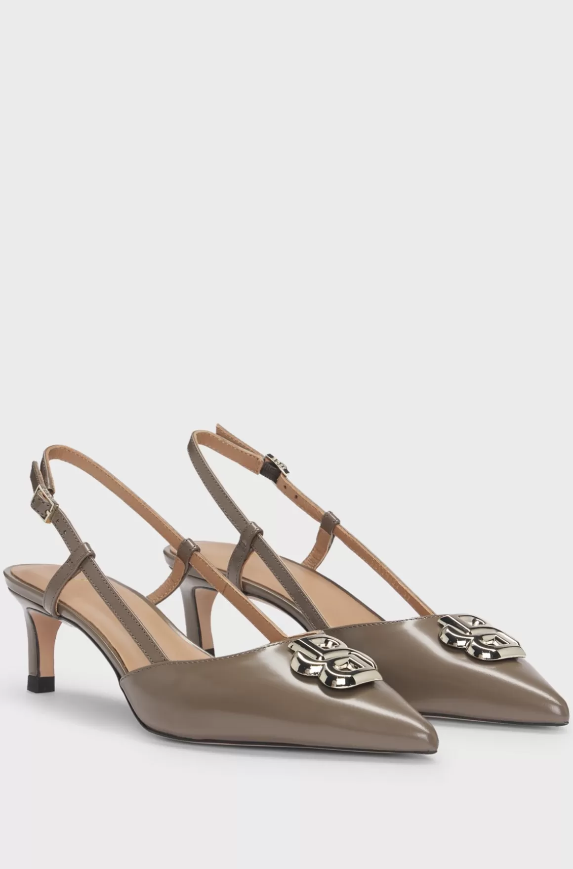 HUGO BOSS Slingbackpumps I Læder Med Dobbelt B-monogram