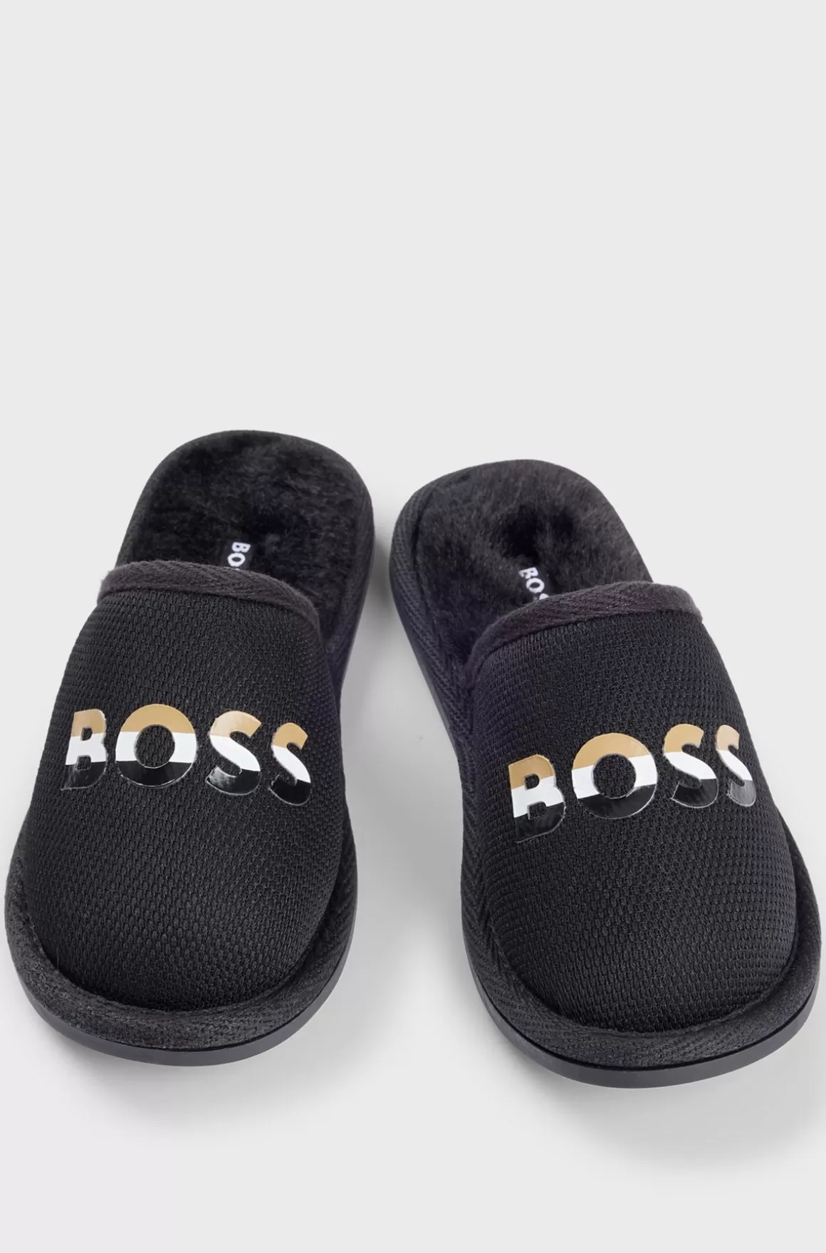 Børn HUGO BOSS Slippers Til Børn Med Logo Og For I Imiteret Pels