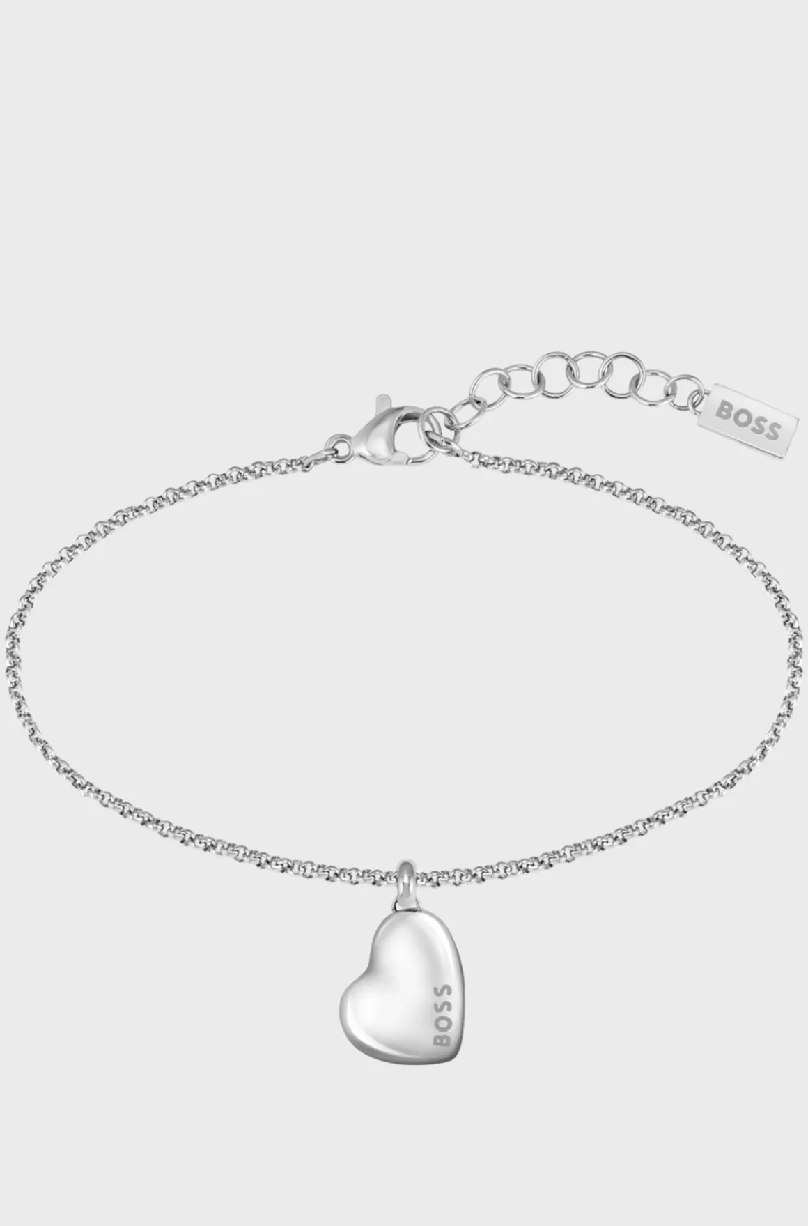 HUGO BOSS Sølvfarvet Armbånd Med Hjertevedhæng Med Logo