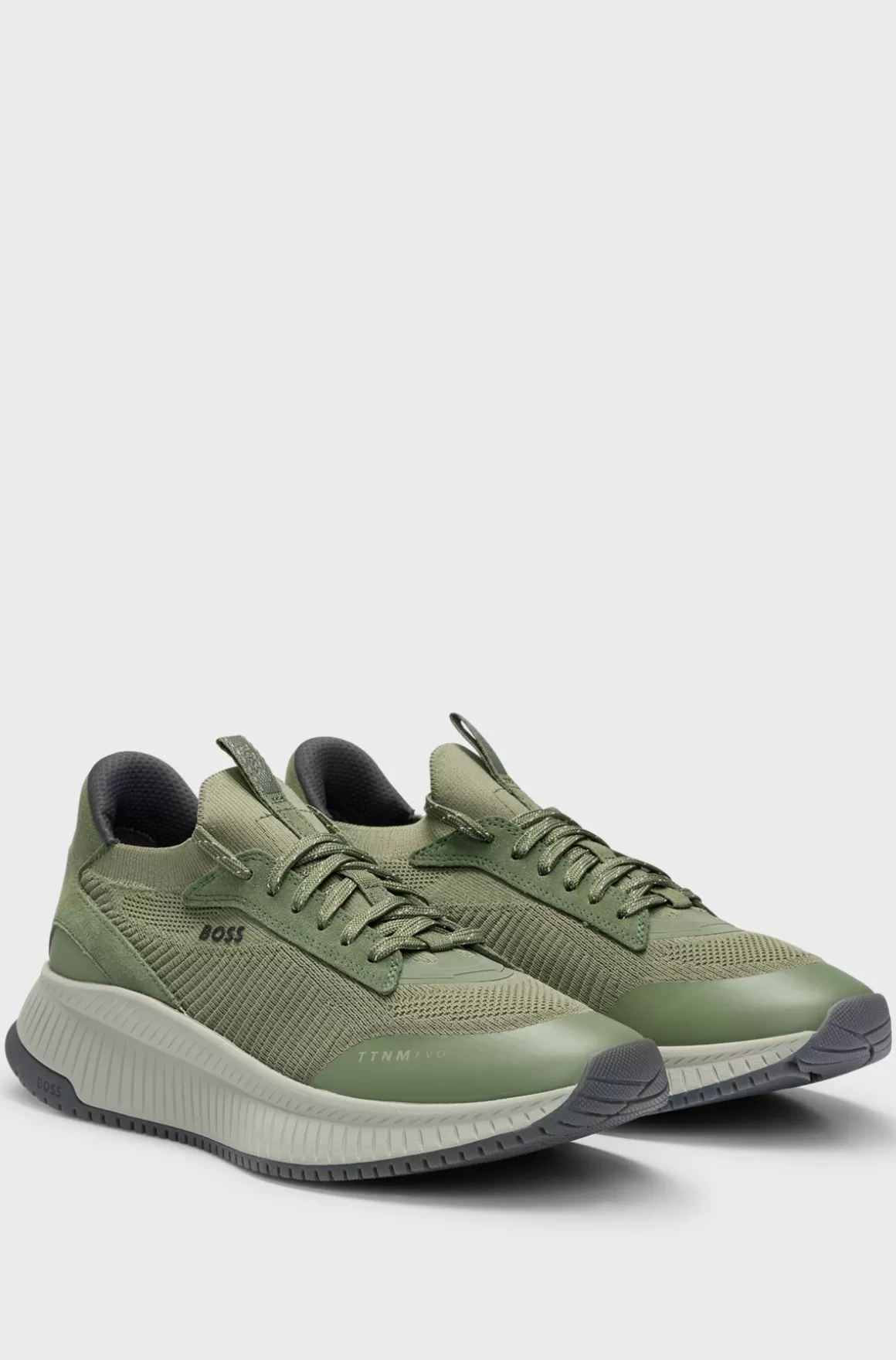 HUGO BOSS Sneakers Designet I Strømpestil Med Strikket Overdel Og Sål Med Fiskebensmønster