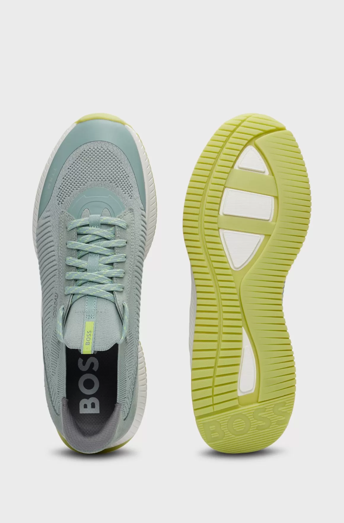 HUGO BOSS Sneakers Designet I Strømpestil Med Strikket Overdel Og Sål Med Fiskebensmønster