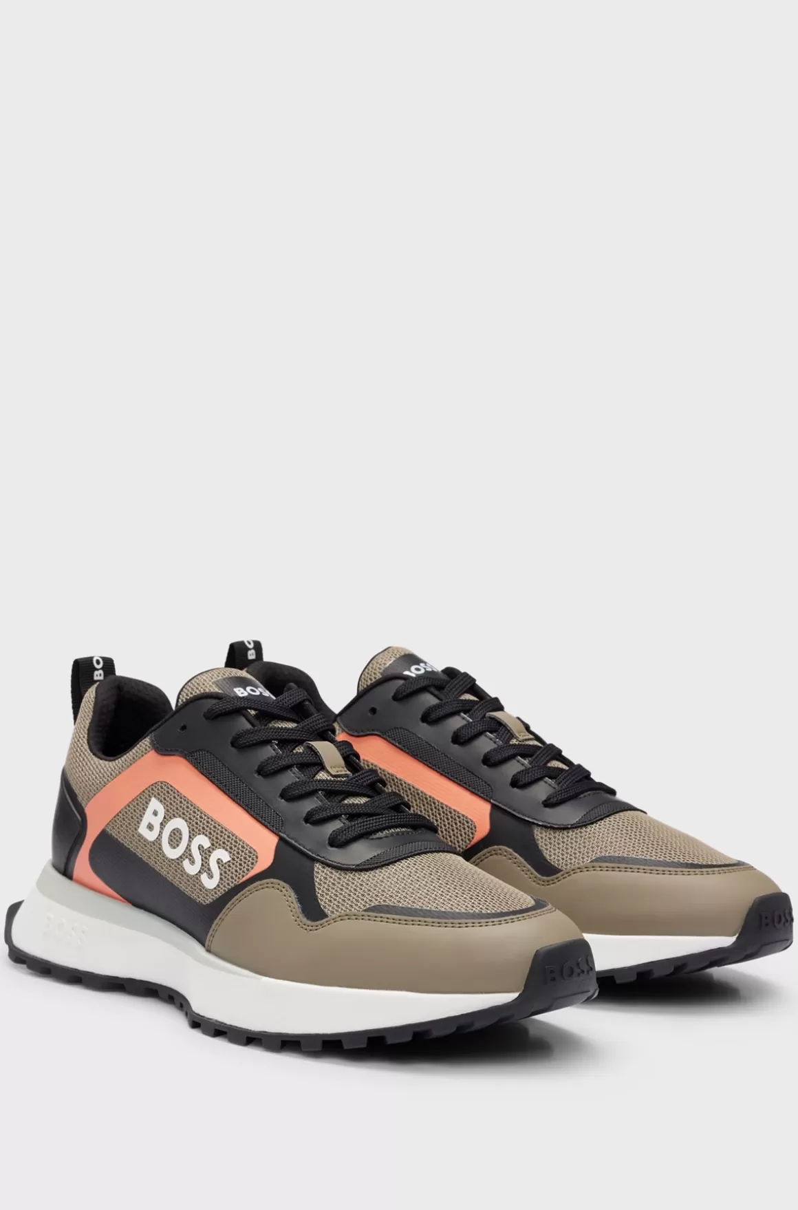 HUGO BOSS Sneakers I Blandede Materialer Med Imiteret Læder Og Snørebånd