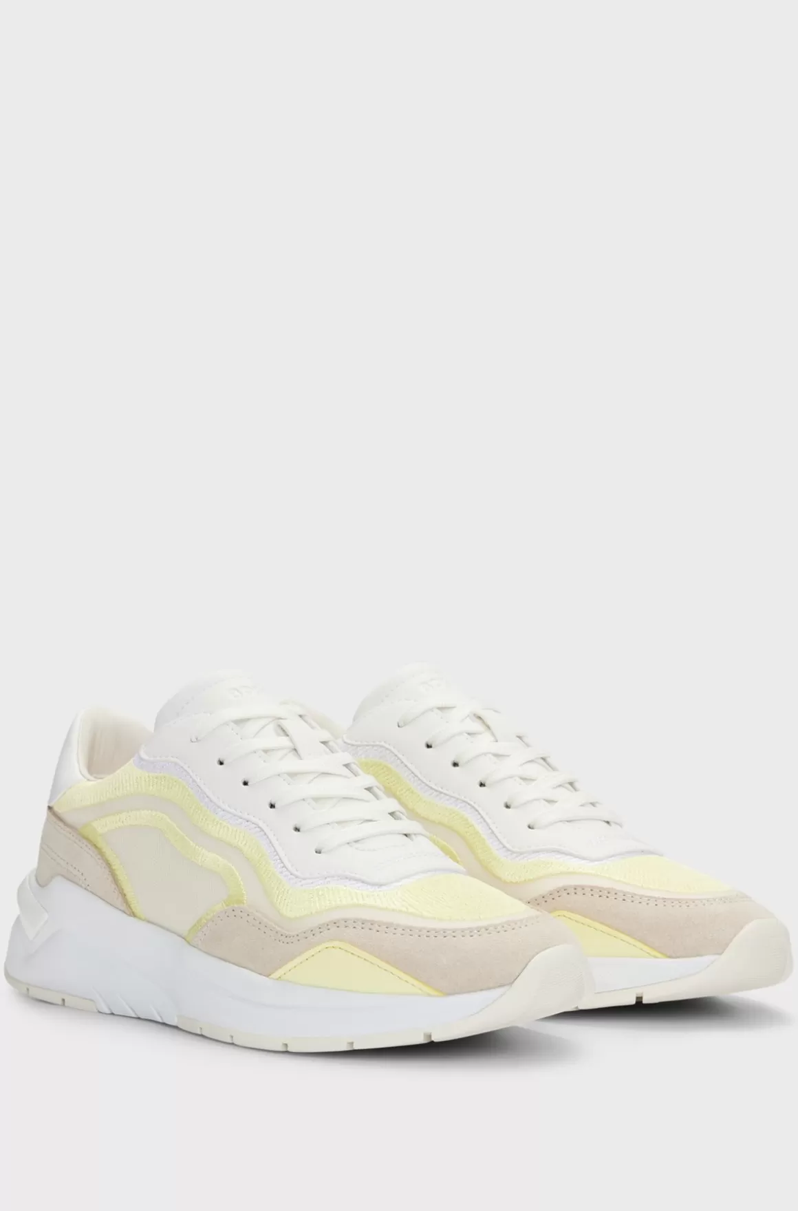 HUGO BOSS Sneakers I Blandede Materialer Med Snører Og Broderet Mesh